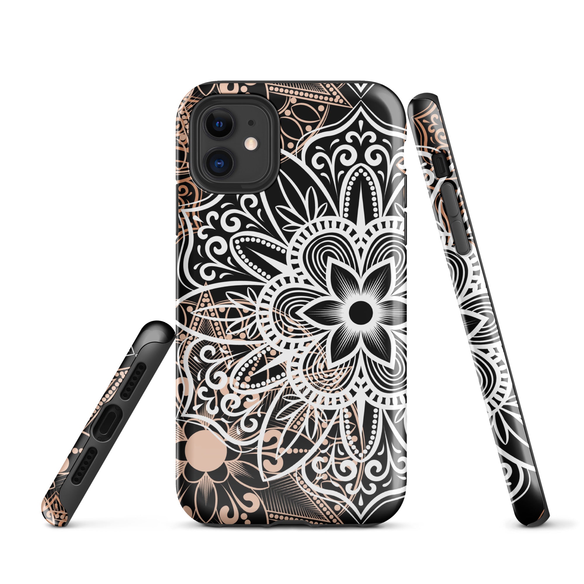 Tough Case for iPhone® Brown and Black Mandala