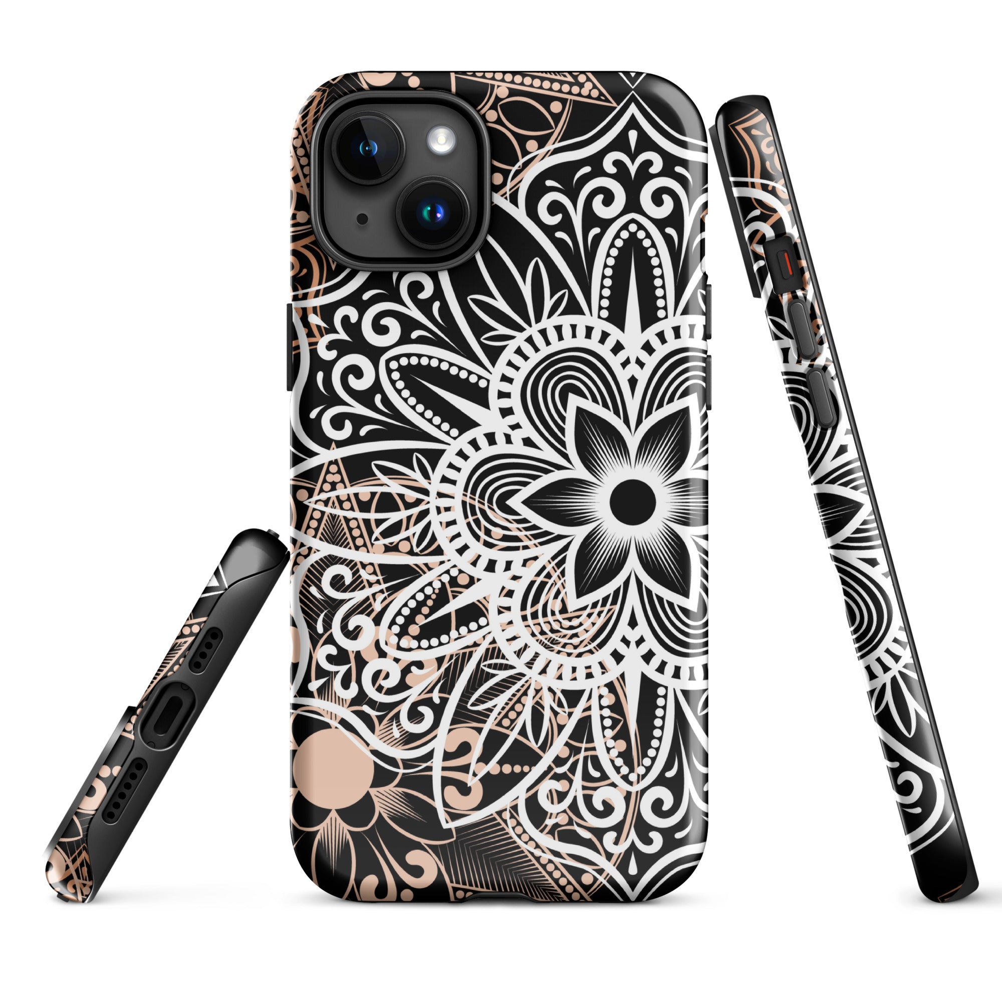 Tough Case for iPhone® Brown and Black Mandala
