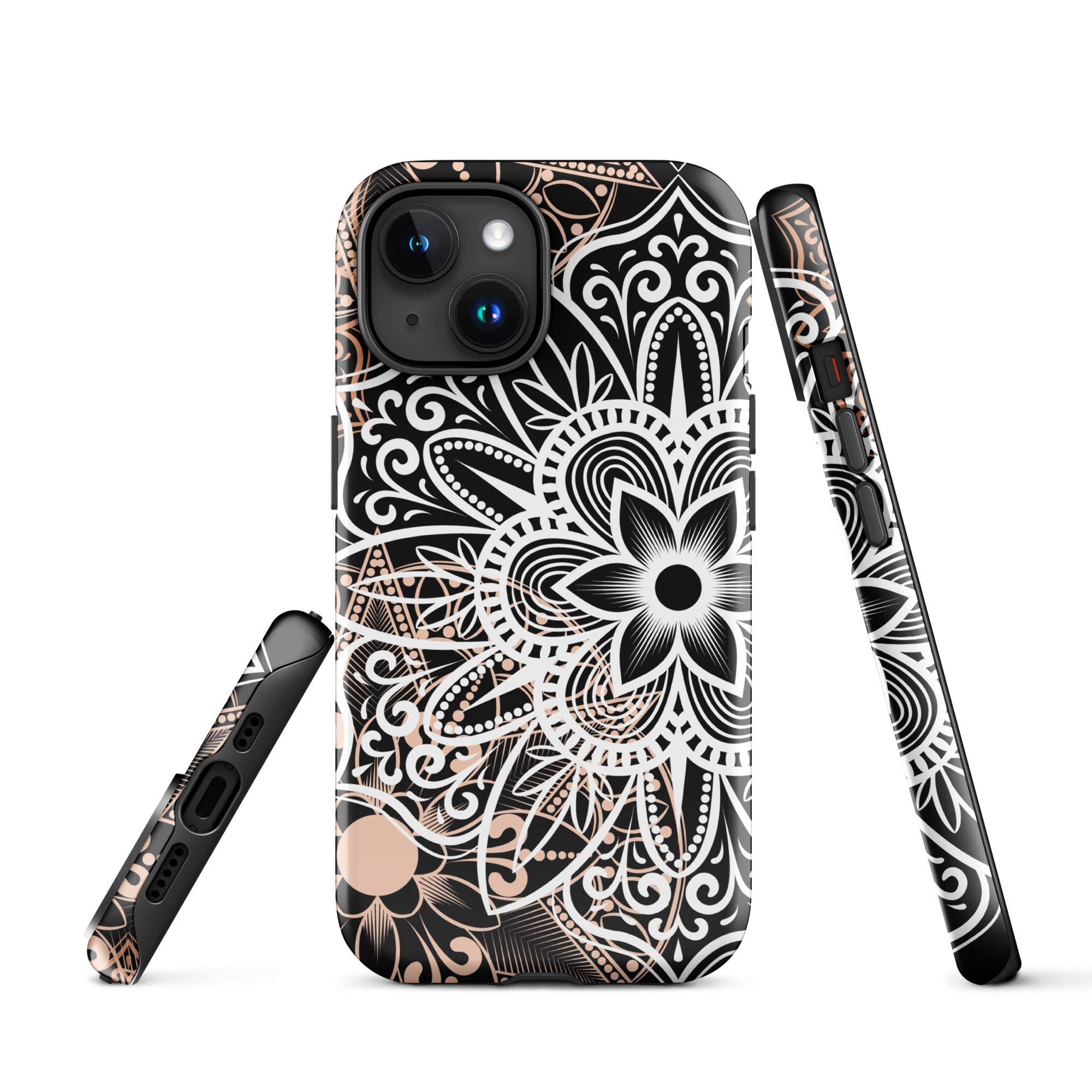 Tough Case for iPhone® Brown and Black Mandala