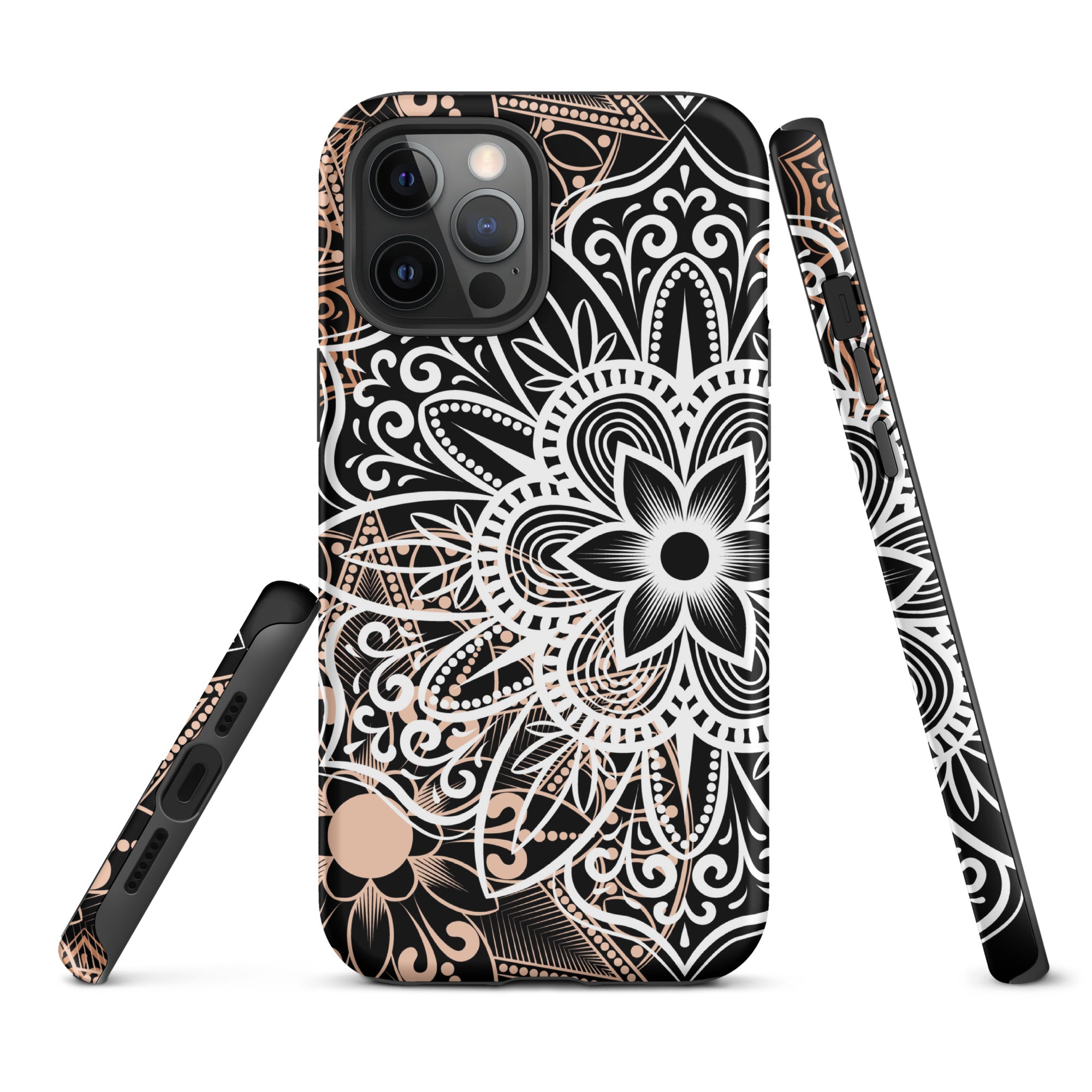 Tough Case for iPhone® Brown and Black Mandala