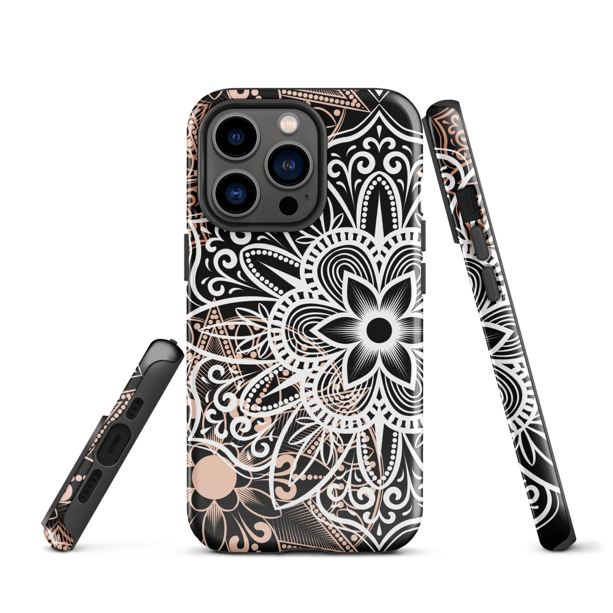 Tough Case for iPhone® Brown and Black Mandala