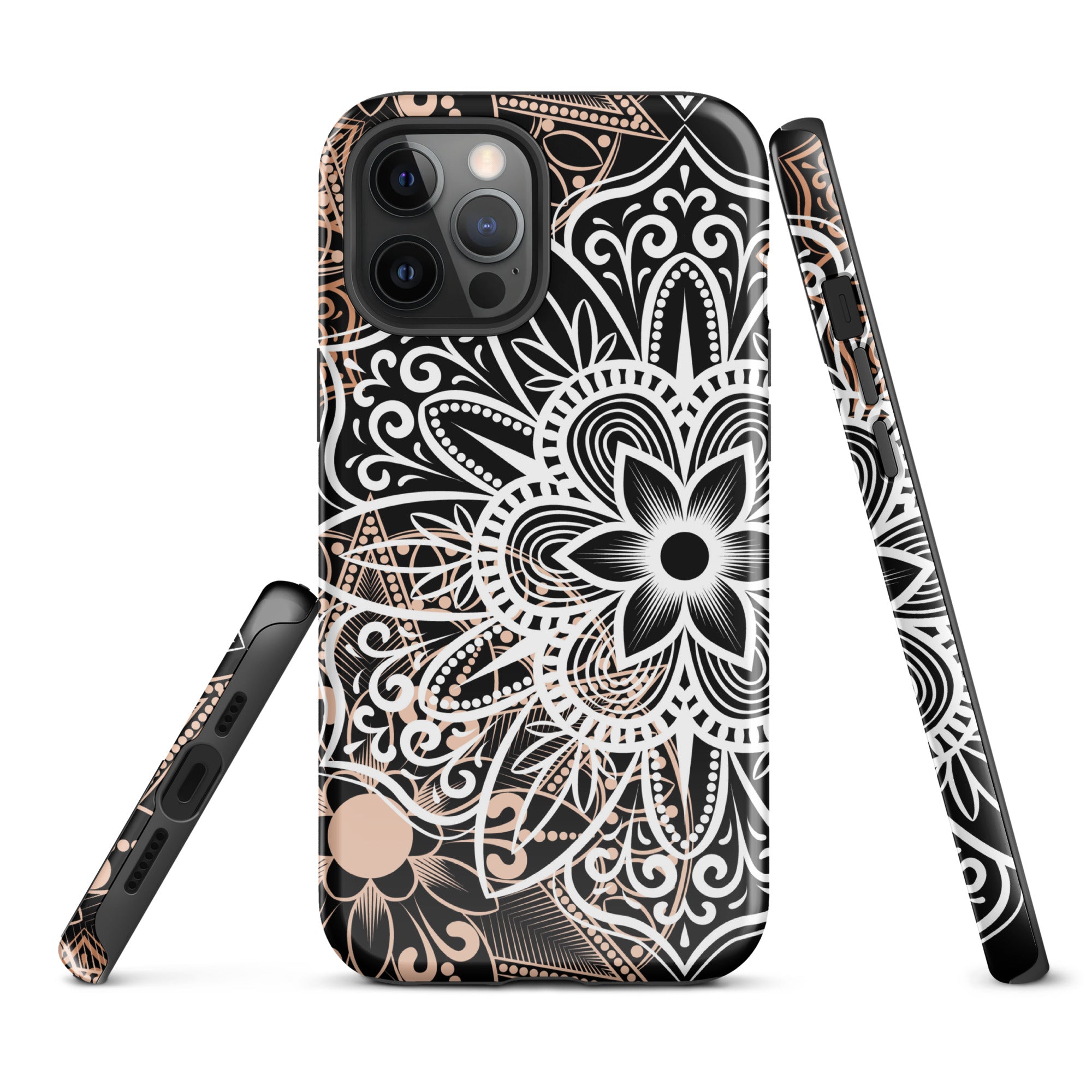 Tough Case for iPhone® Brown and Black Mandala