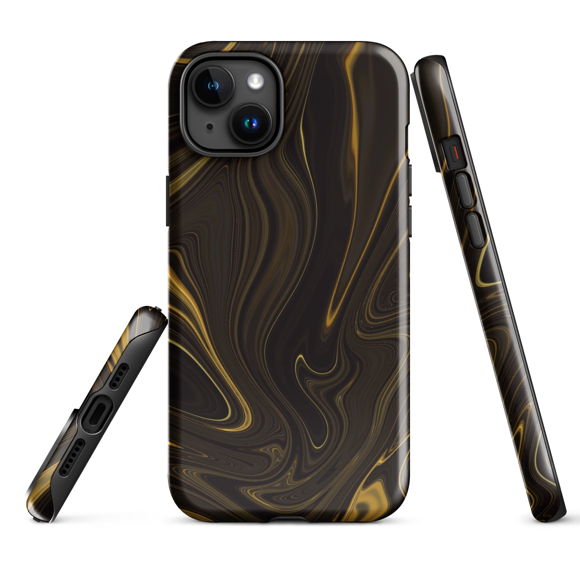 Tough Case for iPhone® Liquid Gold Marble Black