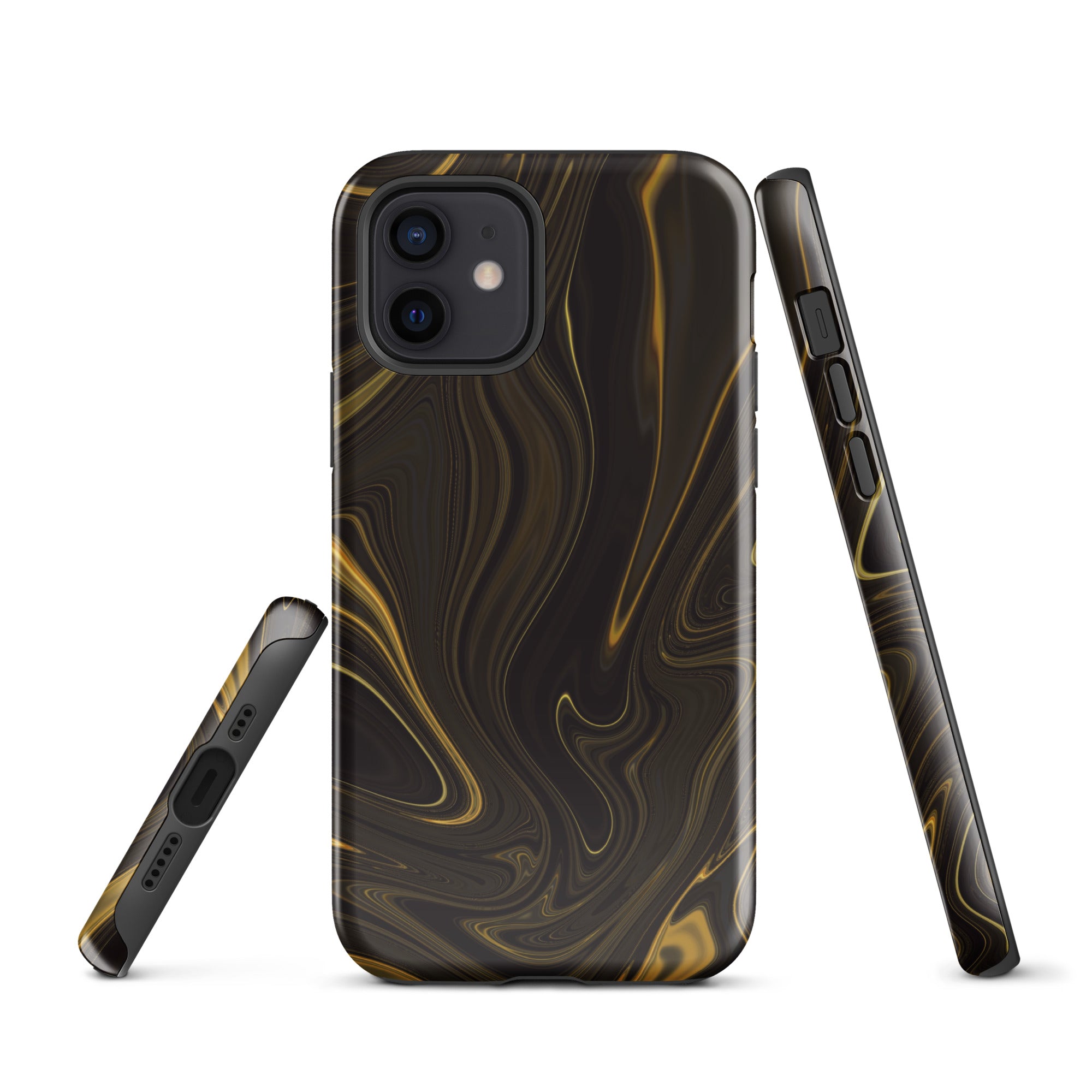 Tough Case for iPhone® Liquid Gold Marble Black