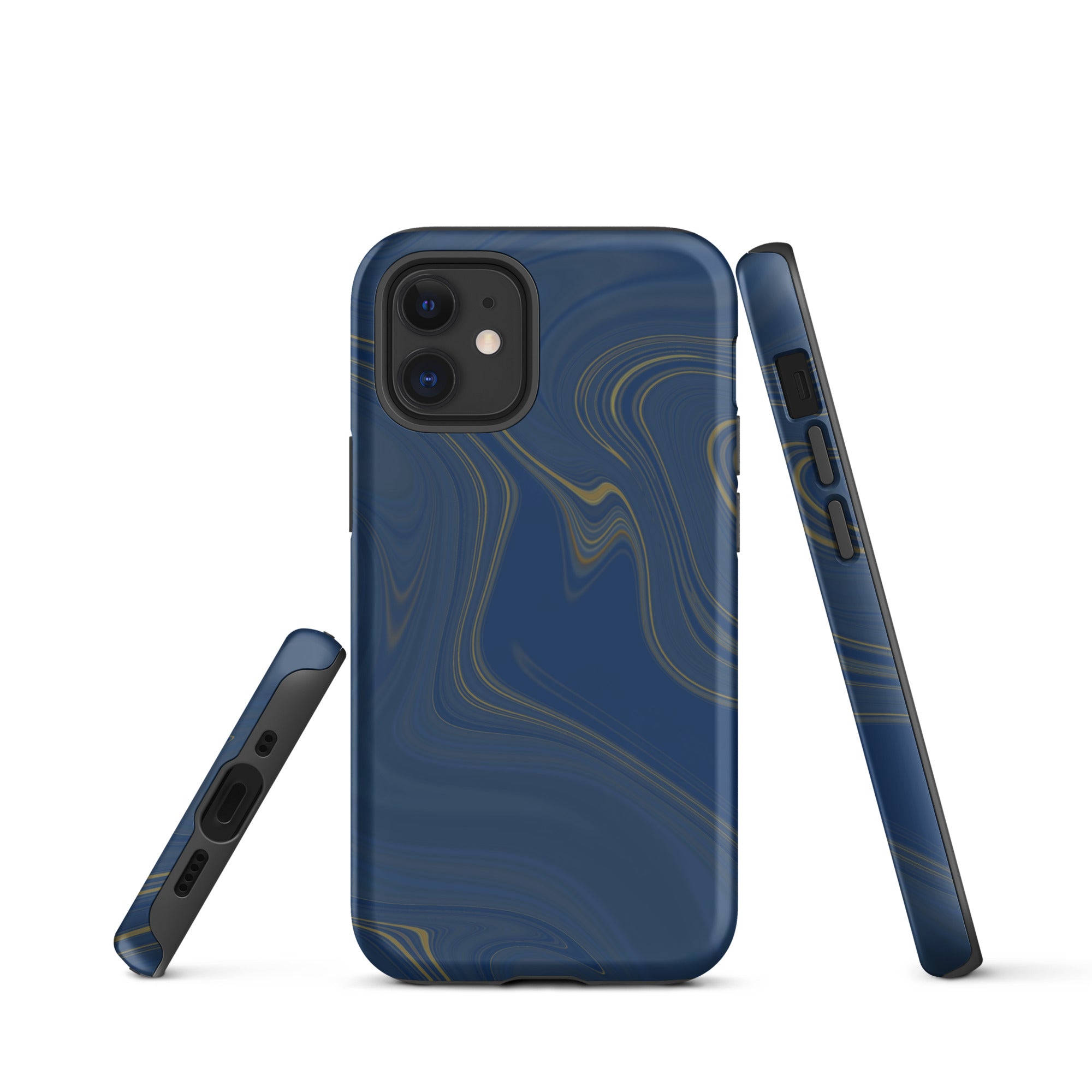 Tough Case for iPhone® Liquid Gold Marble Blue