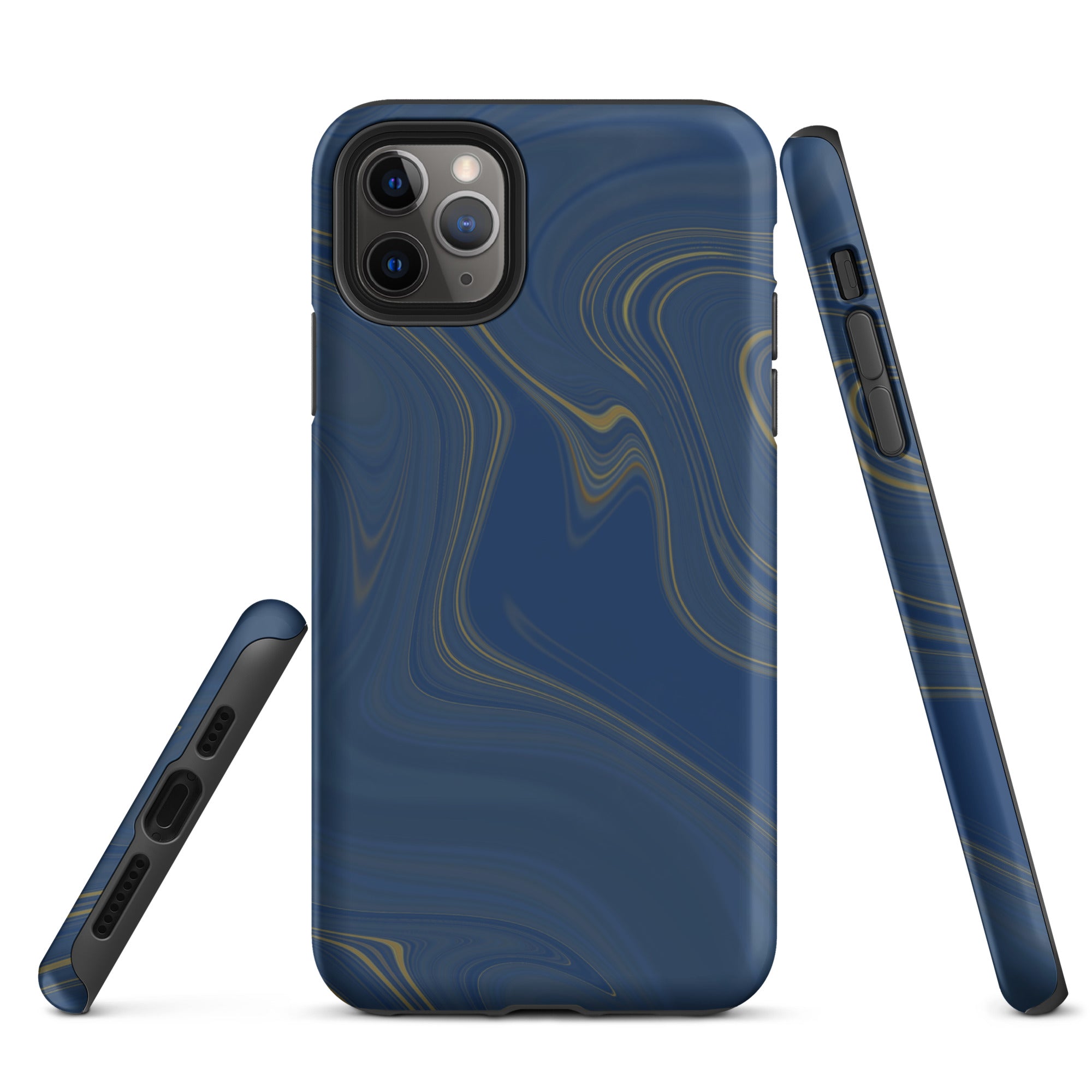 Tough Case for iPhone® Liquid Gold Marble Blue