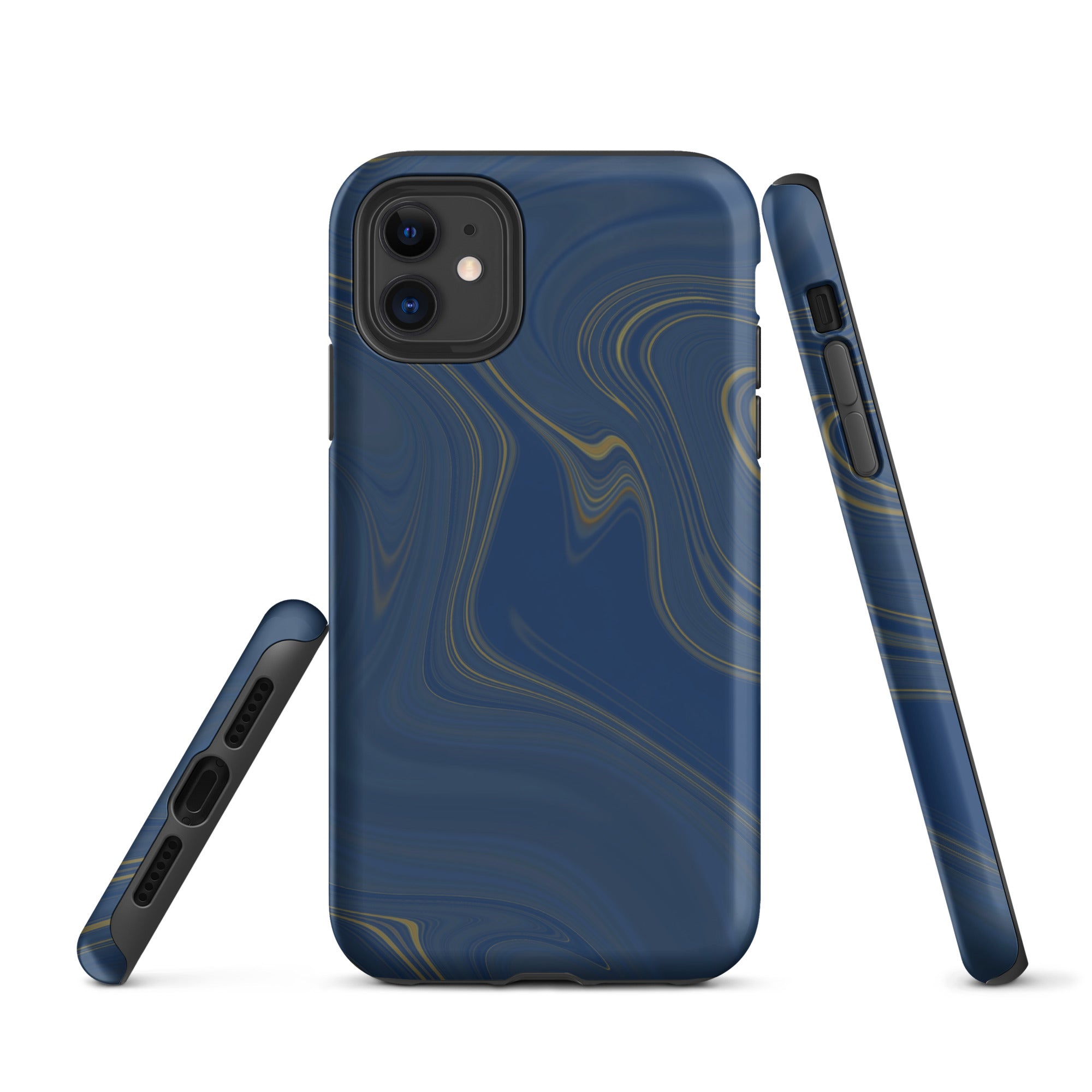 Tough Case for iPhone® Liquid Gold Marble Blue