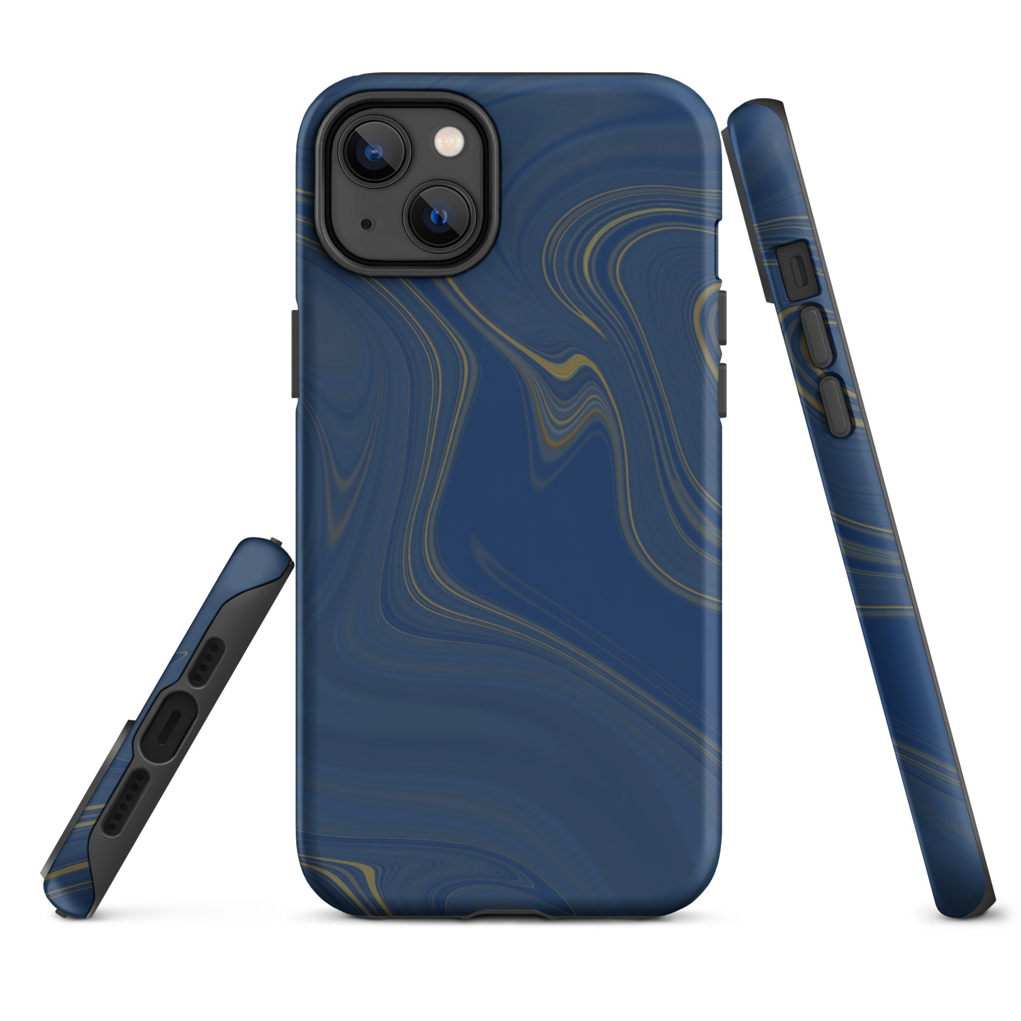 Tough Case for iPhone® Liquid Gold Marble Blue