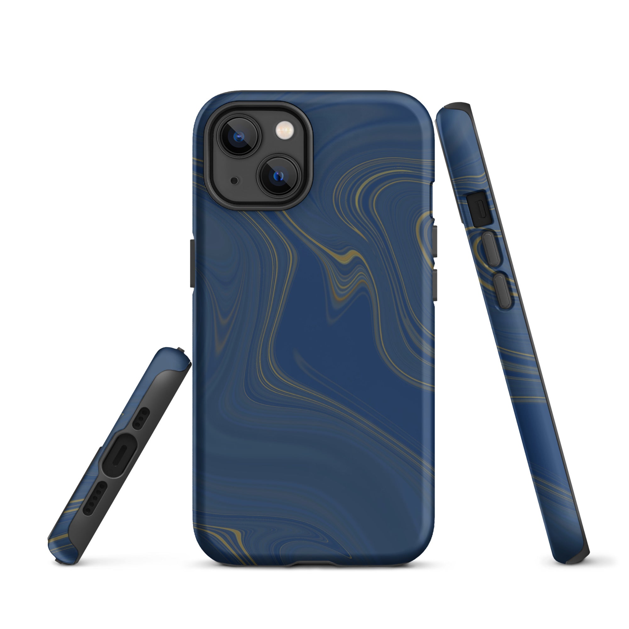 Tough Case for iPhone® Liquid Gold Marble Blue