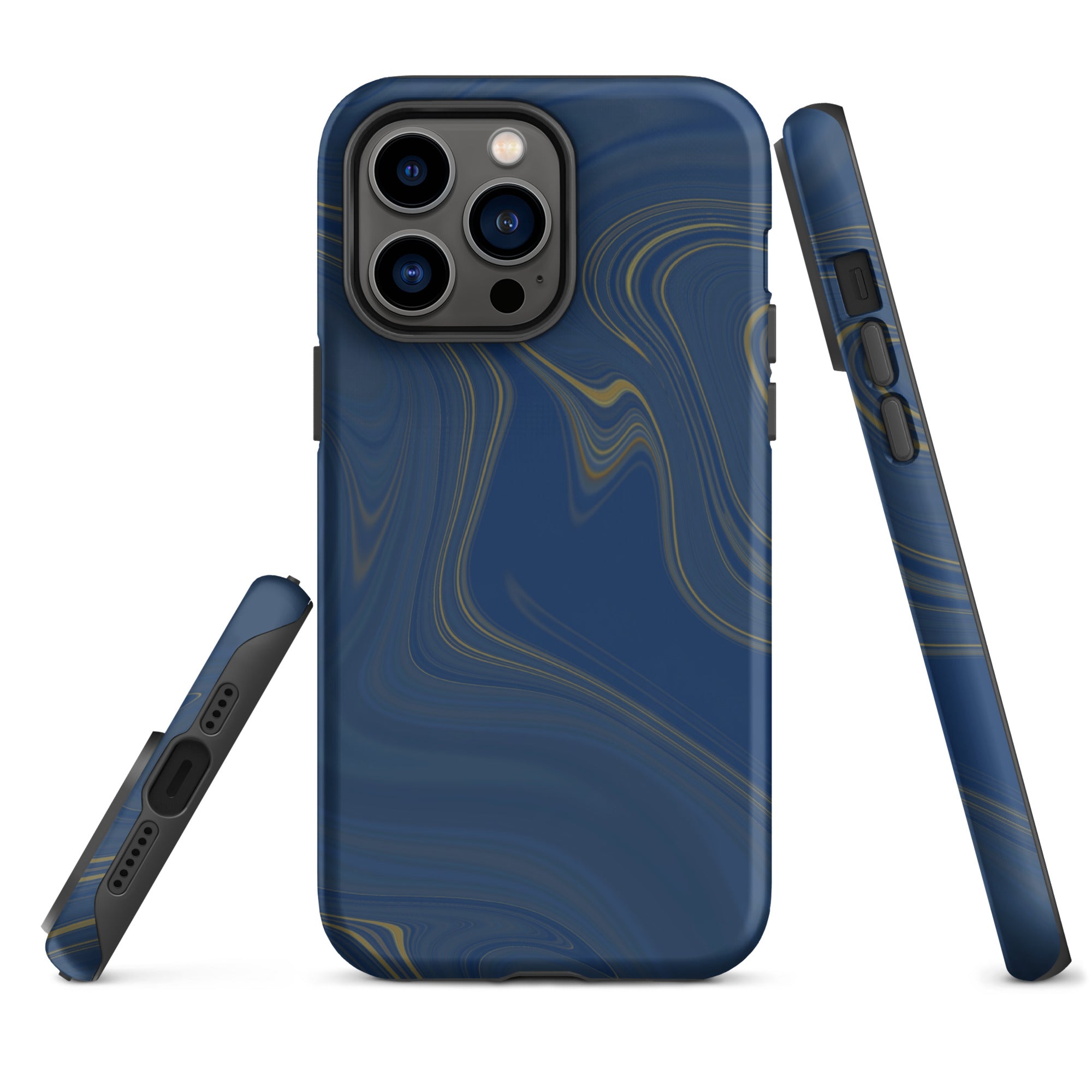 Tough Case for iPhone® Liquid Gold Marble Blue