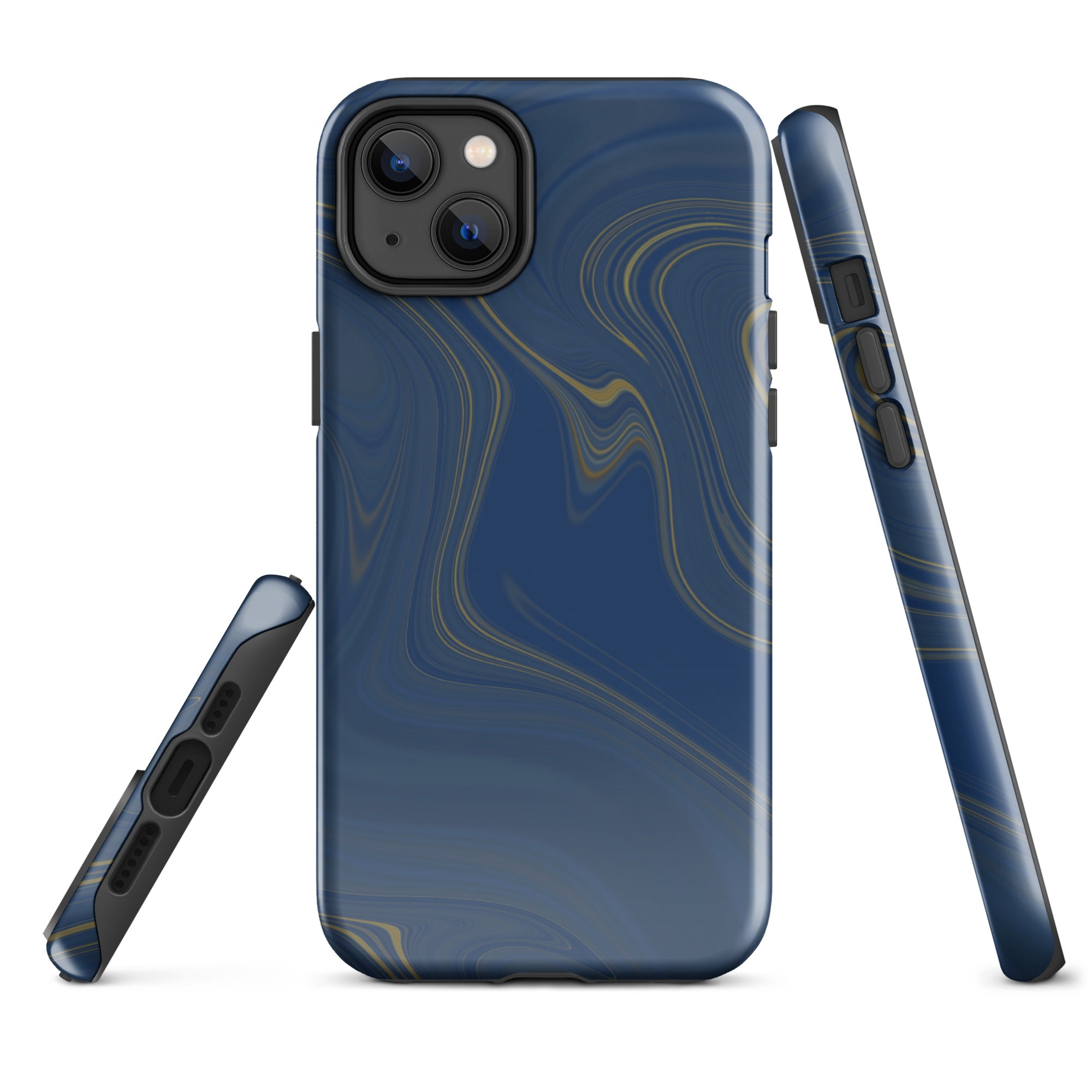Tough Case for iPhone® Liquid Gold Marble Blue