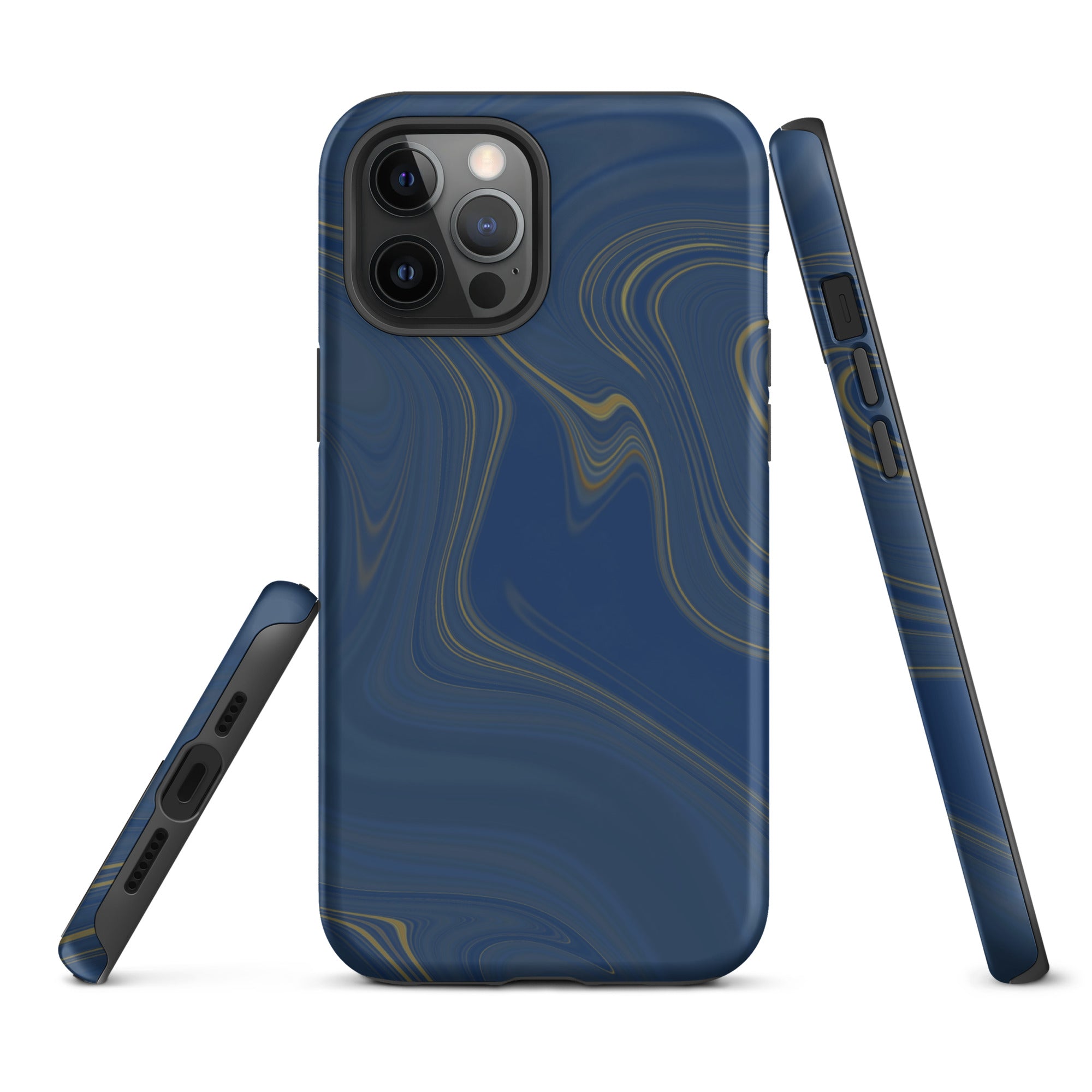 Tough Case for iPhone® Liquid Gold Marble Blue
