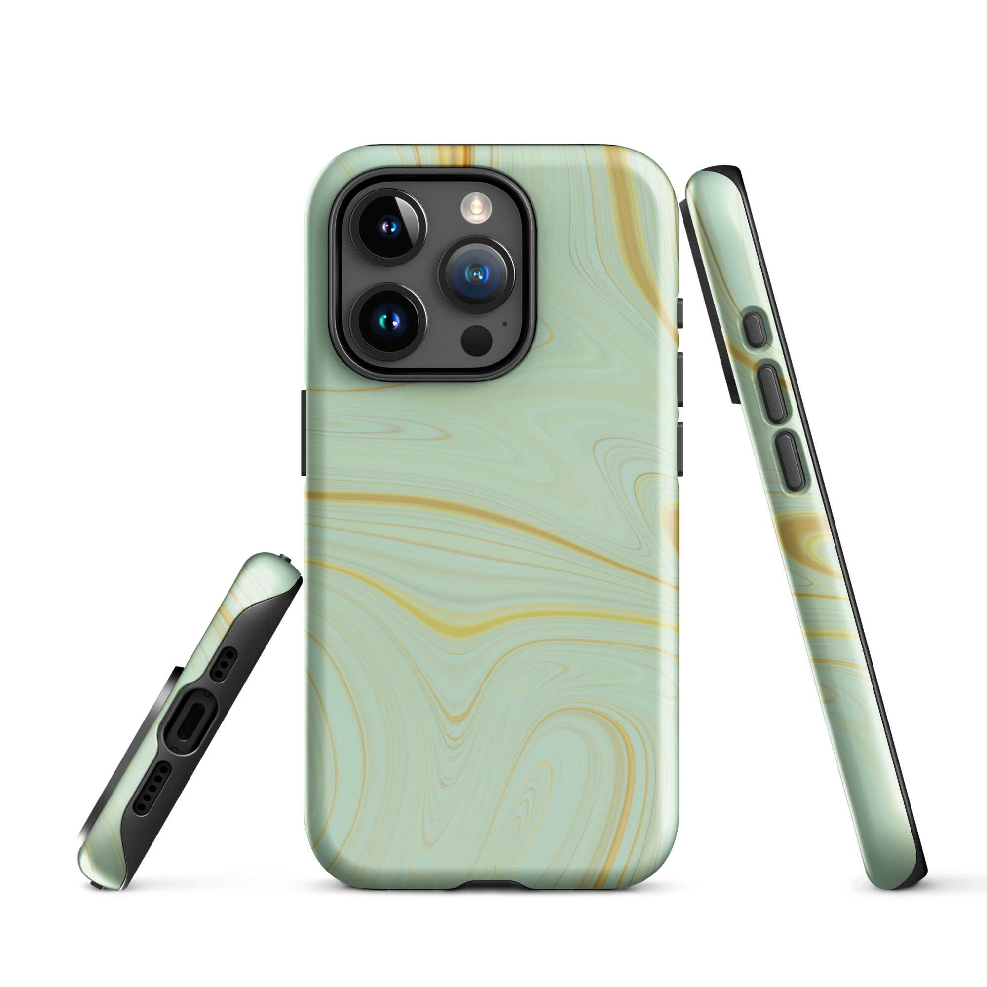 Tough Case for iPhone® Liquid Gold Marble Green