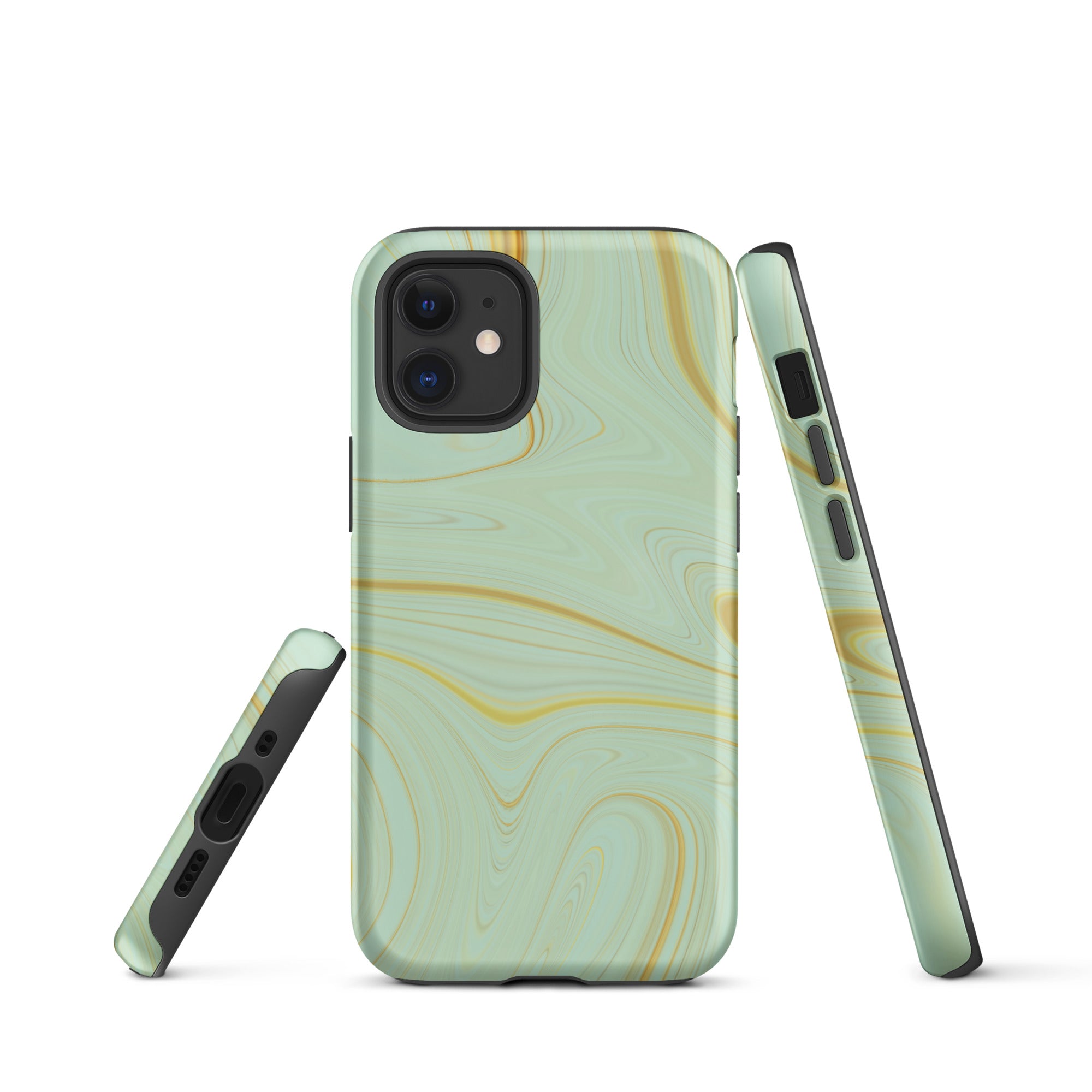 Tough Case for iPhone® Liquid Gold Marble Green