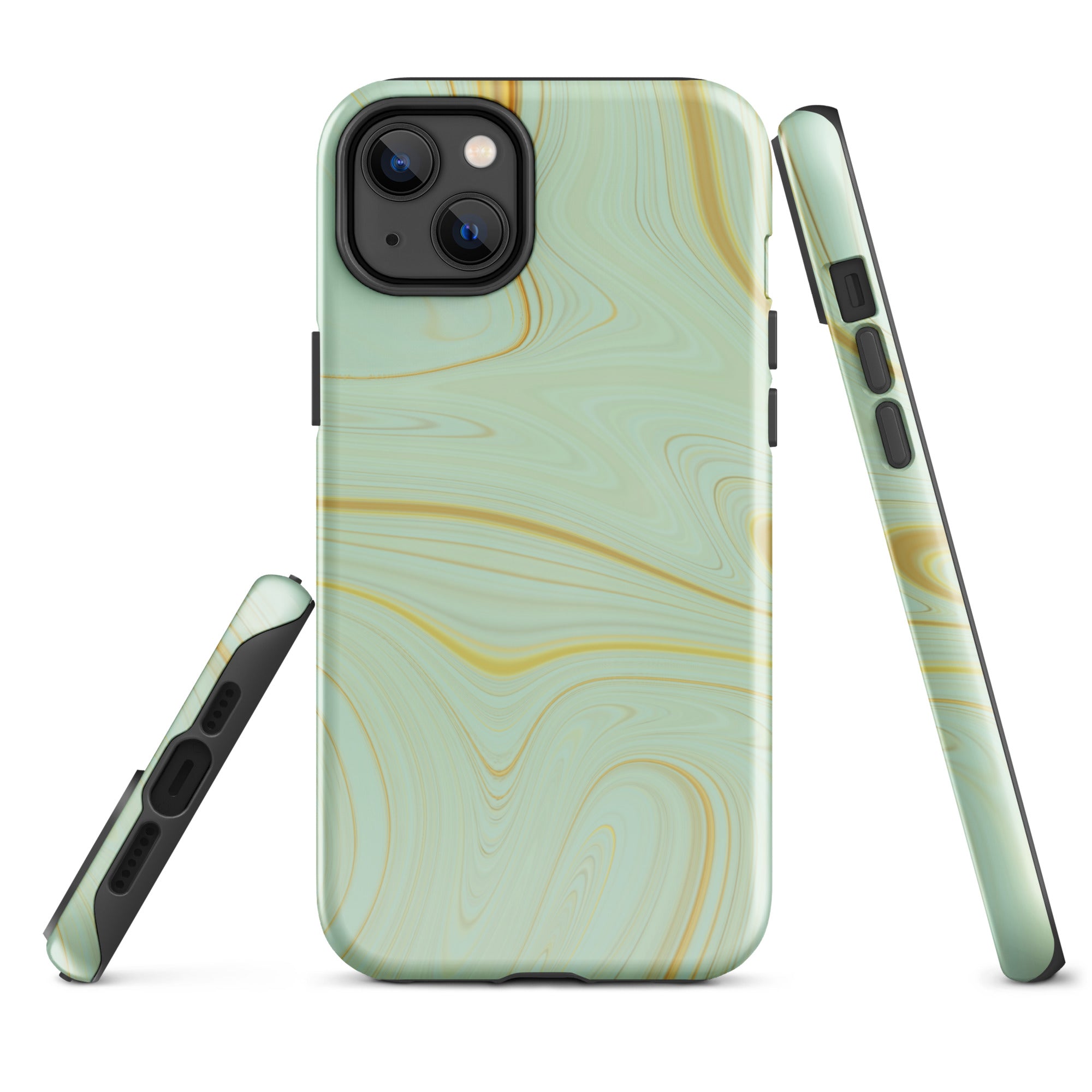 Tough Case for iPhone® Liquid Gold Marble Green