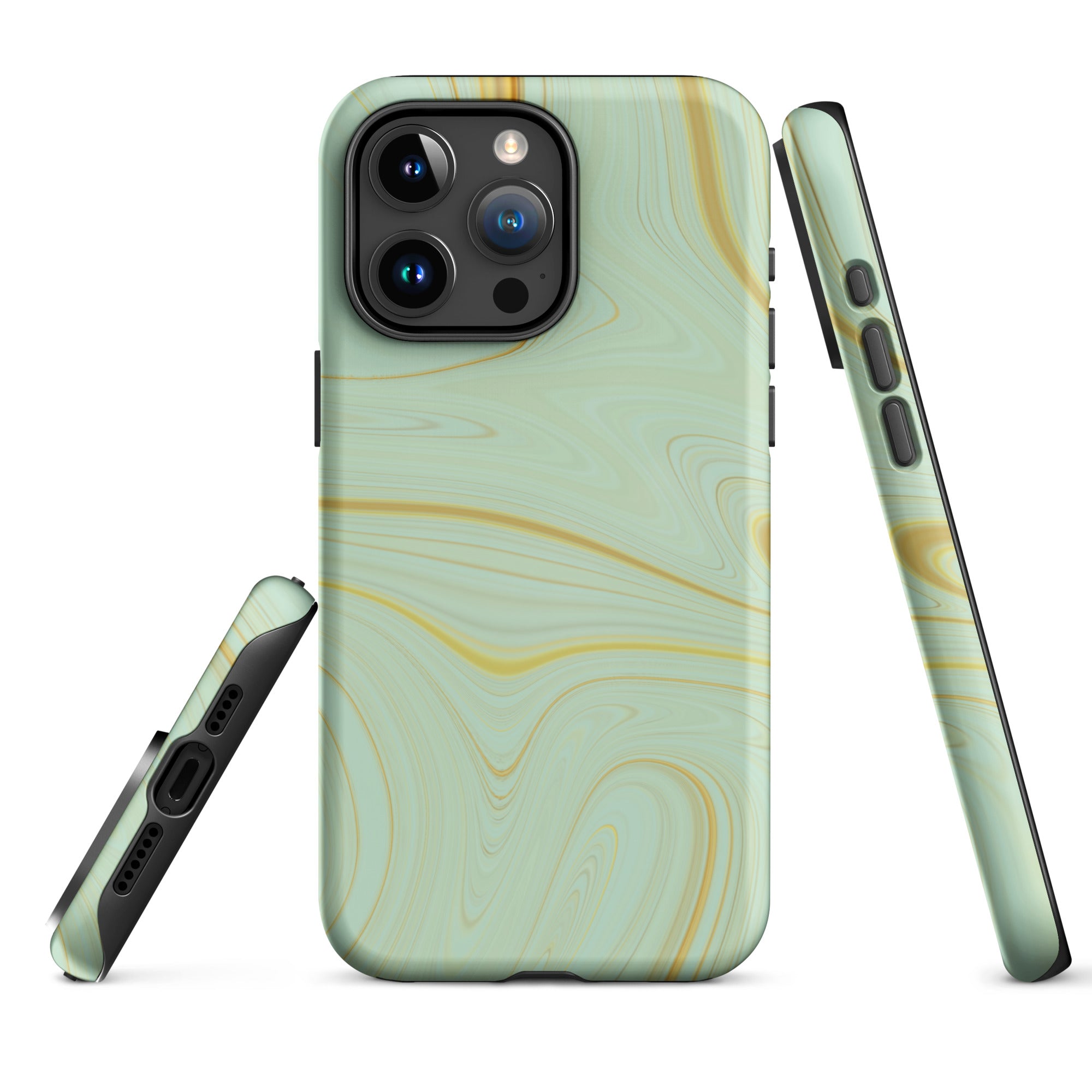 Tough Case for iPhone® Liquid Gold Marble Green
