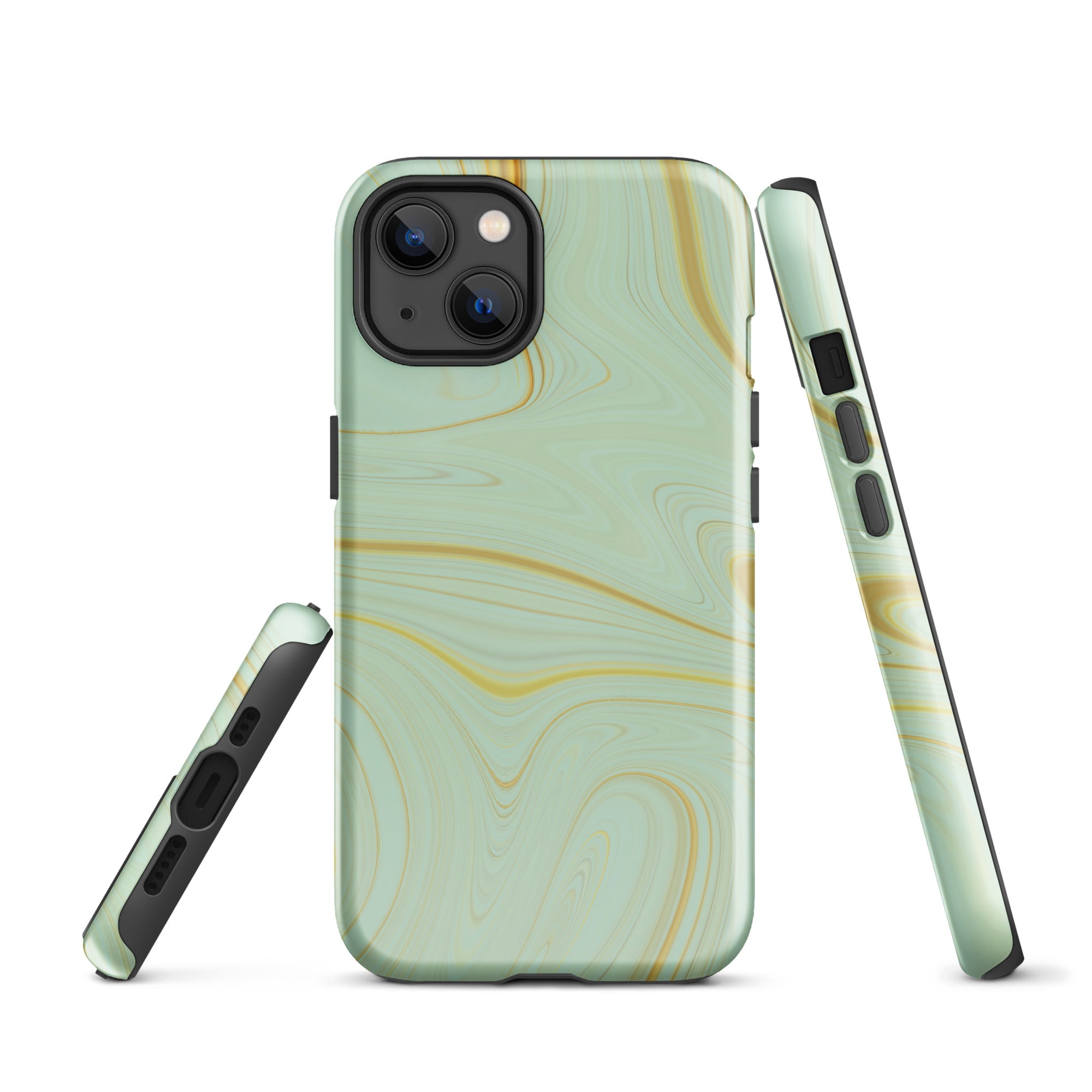 Tough Case for iPhone® Liquid Gold Marble Green