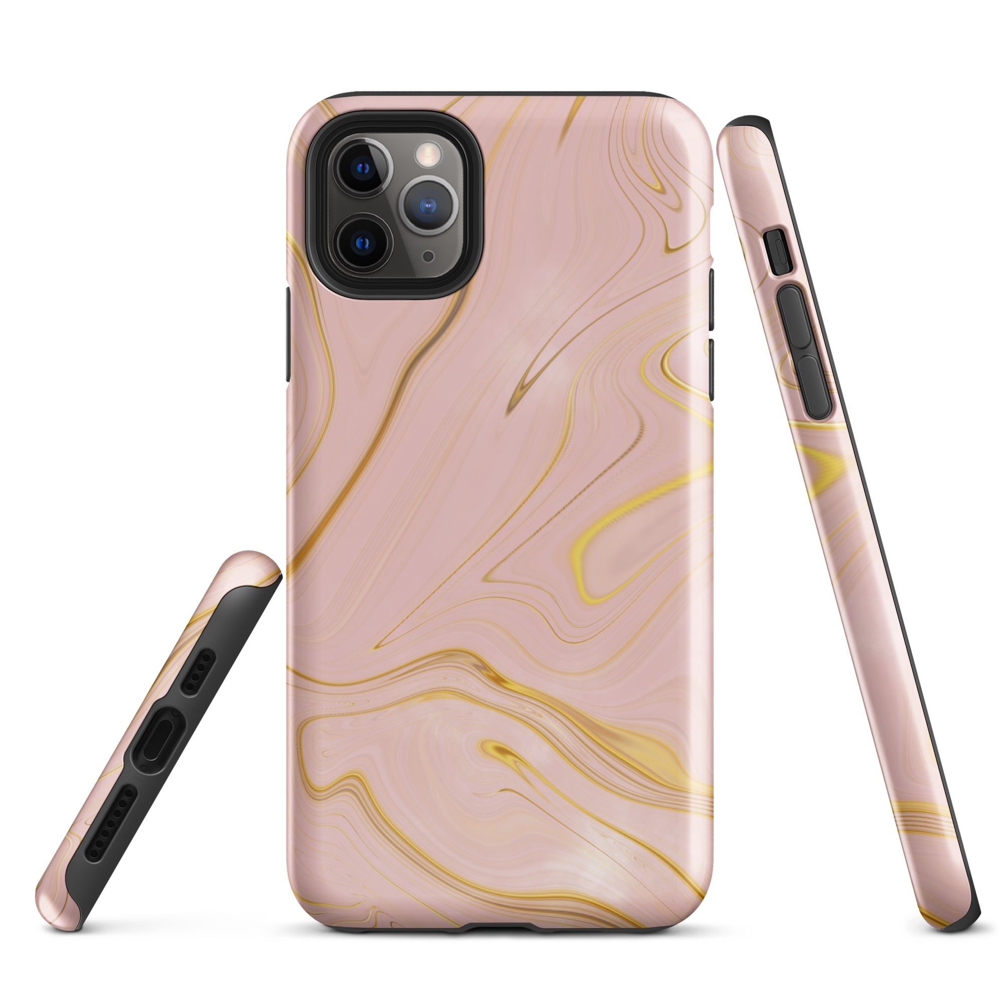 Tough Case for iPhone® Liquid Gold Marble Pink