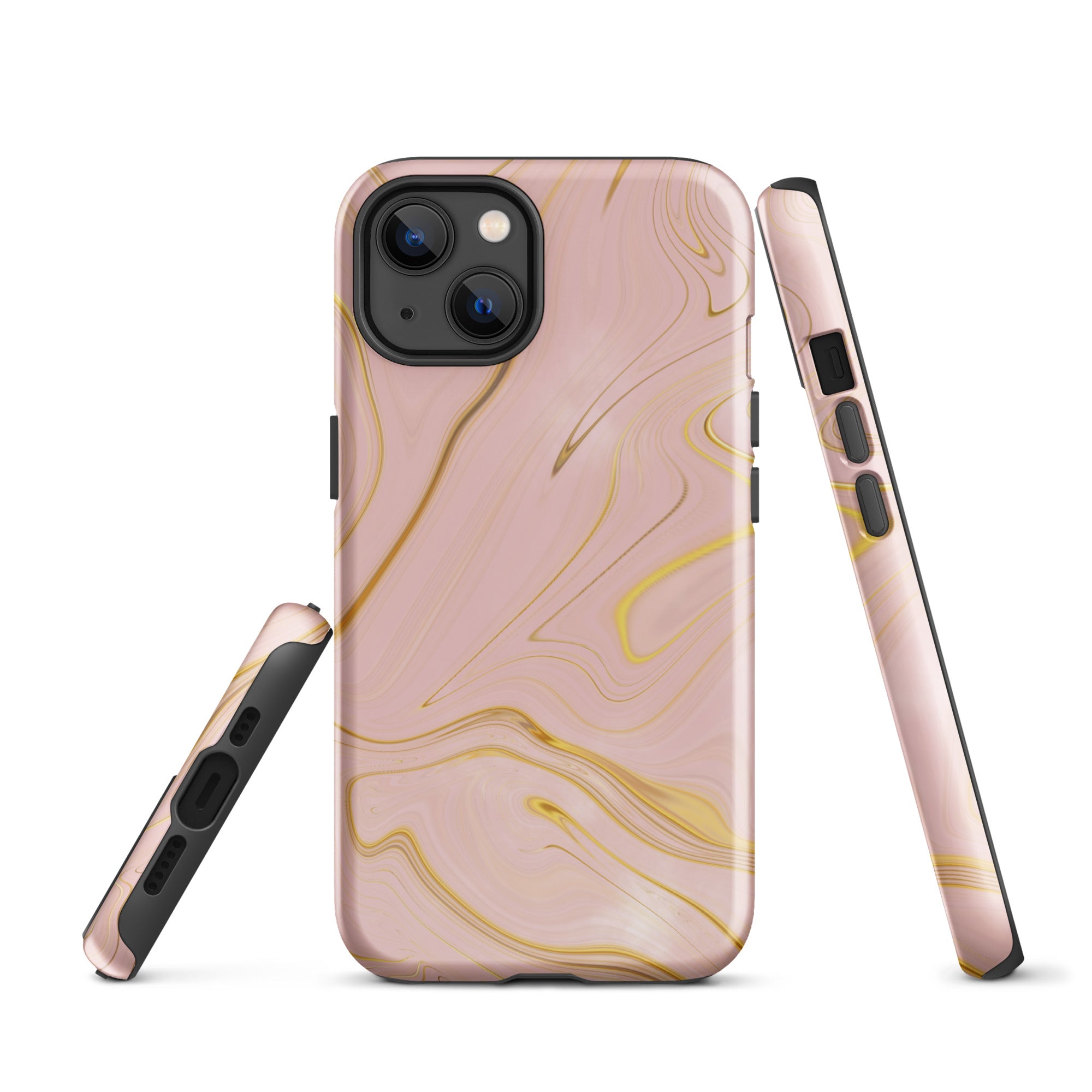 Tough Case for iPhone® Liquid Gold Marble Pink