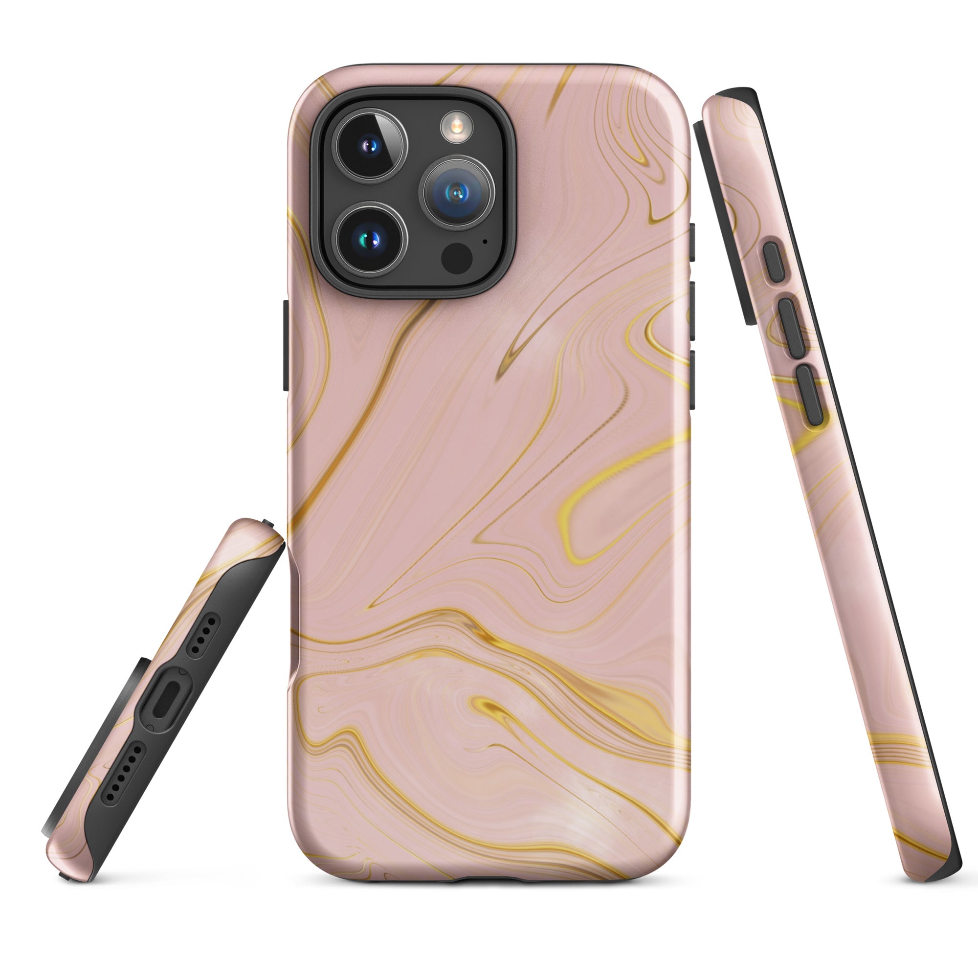 Tough Case for iPhone® Liquid Gold Marble Pink