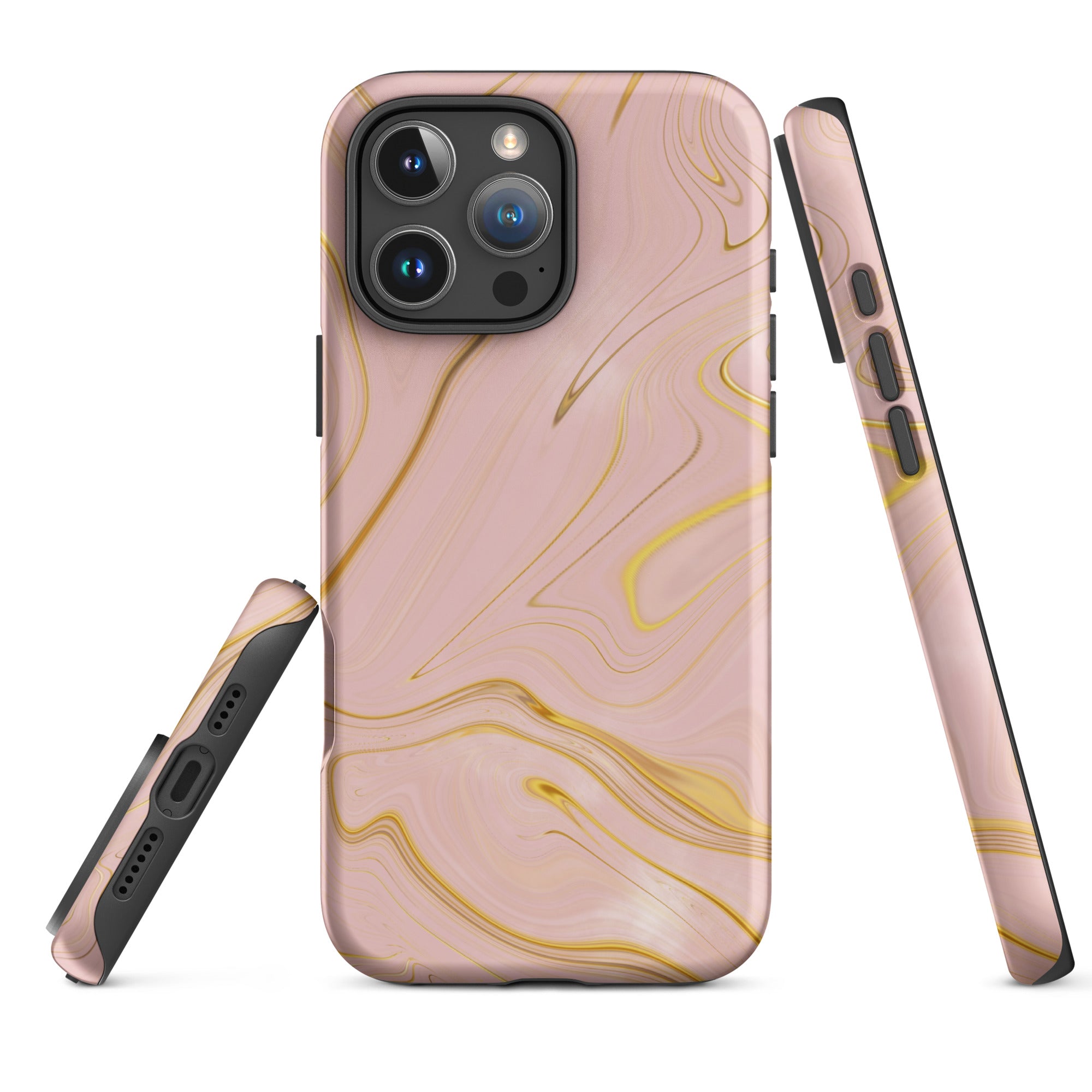 Tough Case for iPhone® Liquid Gold Marble Pink
