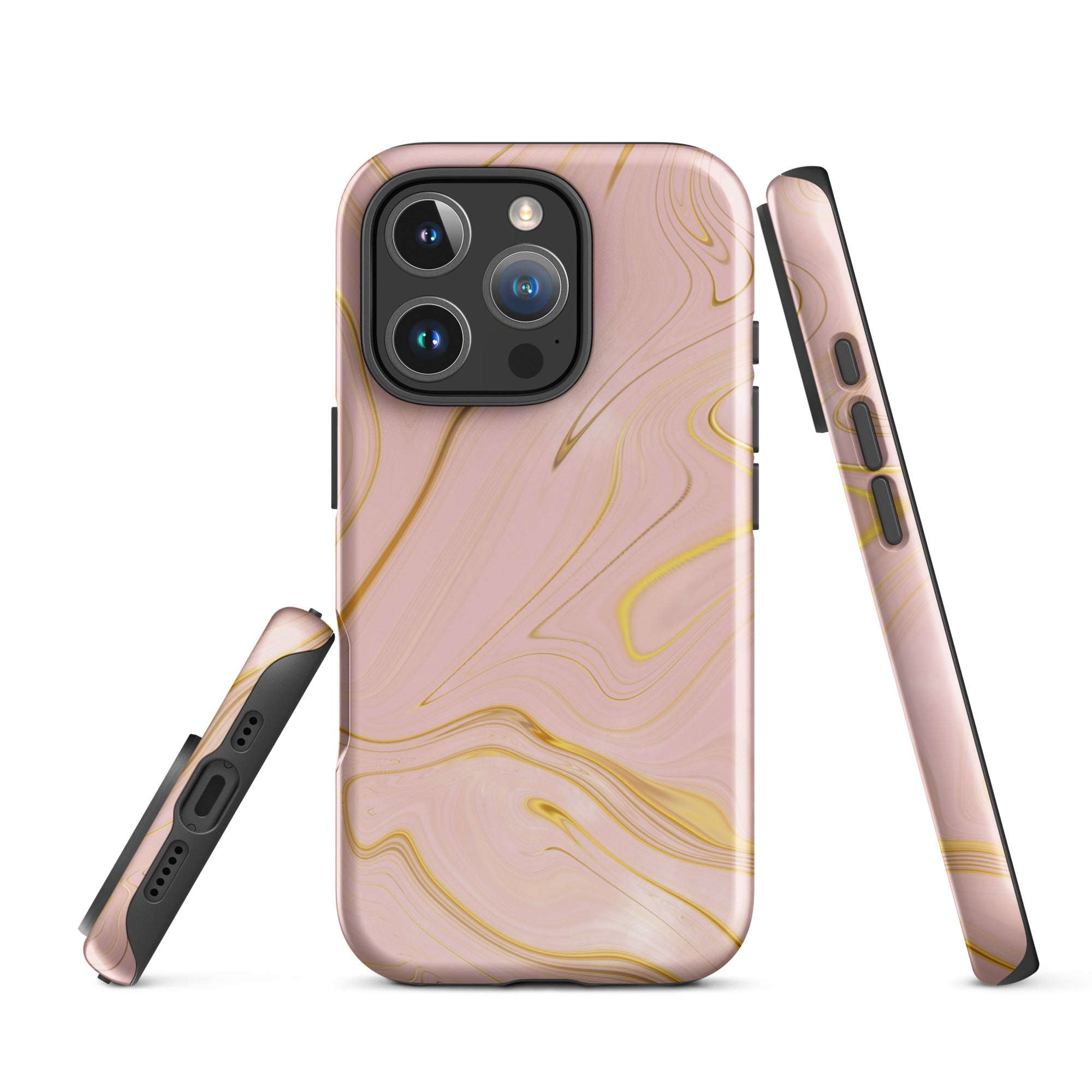 Tough Case for iPhone® Liquid Gold Marble Pink
