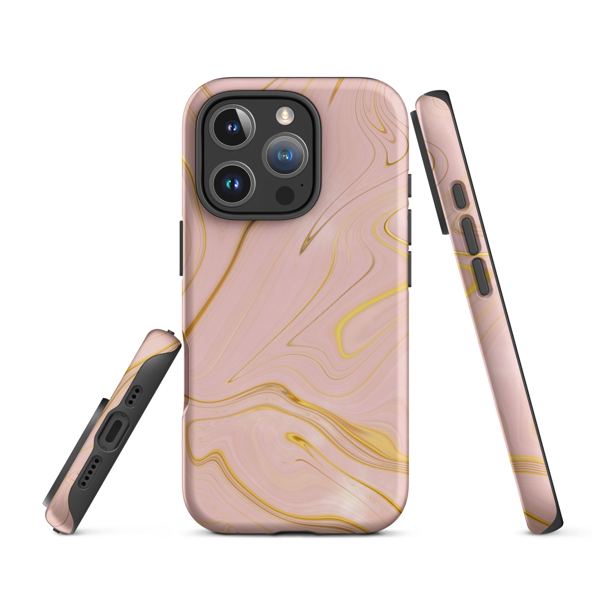 Tough Case for iPhone® Liquid Gold Marble Pink