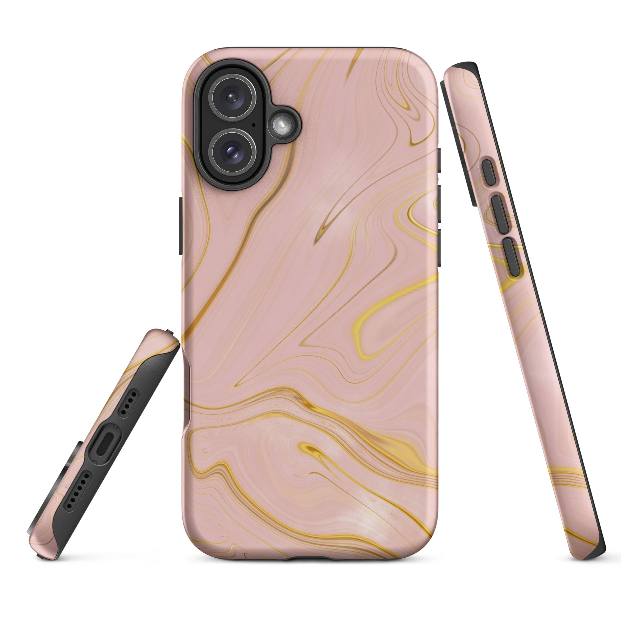 Tough Case for iPhone® Liquid Gold Marble Pink