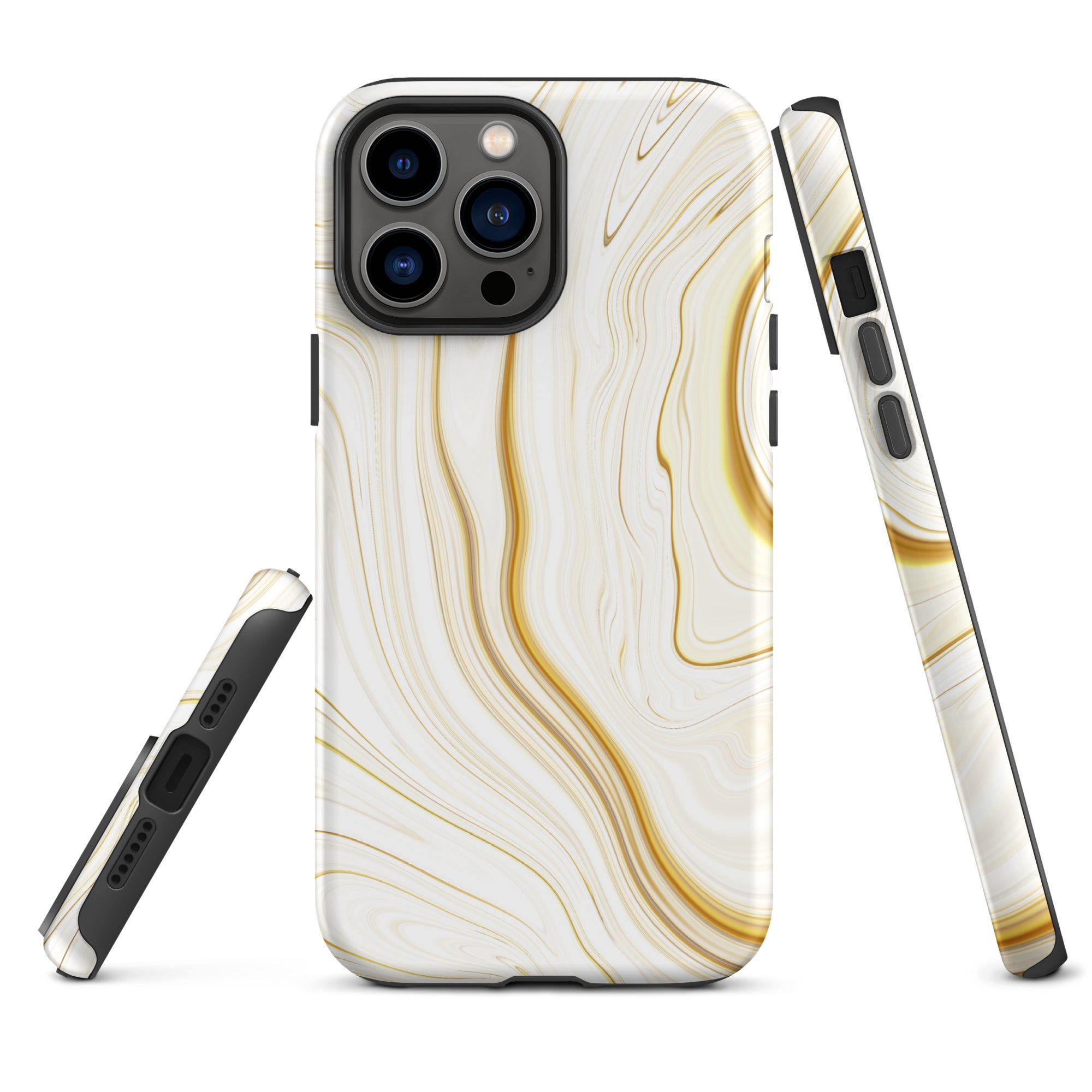 Tough Case for iPhone® Liquid Gold Marble White