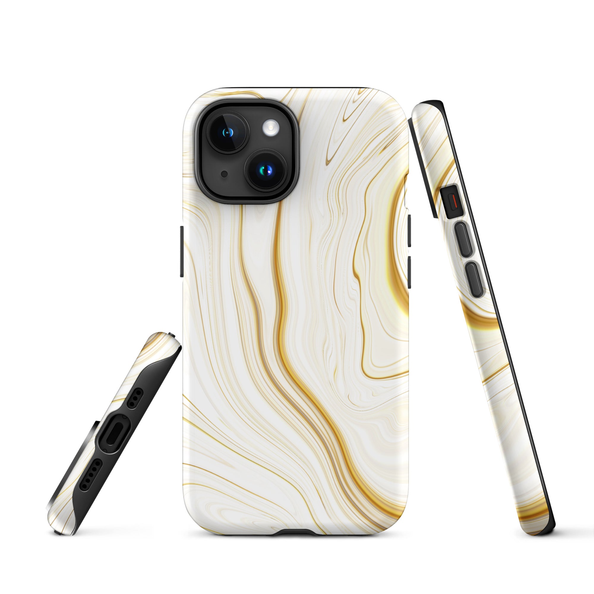 Tough Case for iPhone® Liquid Gold Marble White