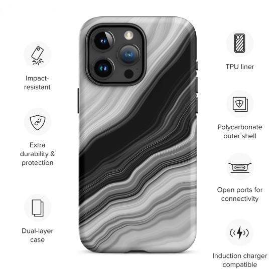 Tough Case for iPhone® Liquid Marble Black
