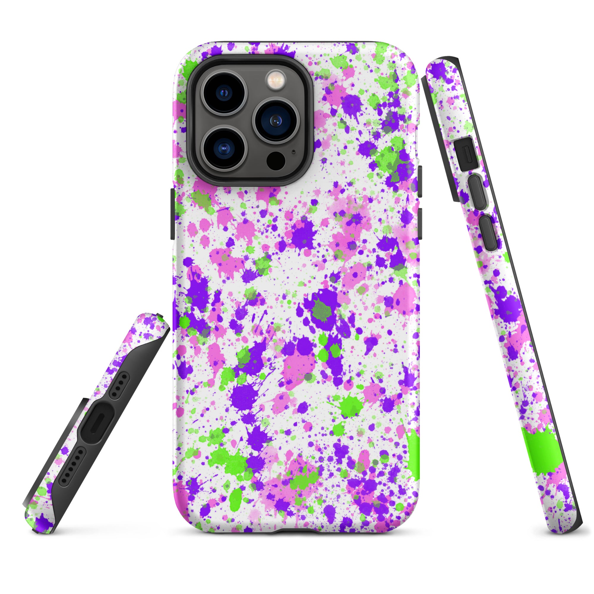 Tough Case for iPhone® Paint Splatter Purple