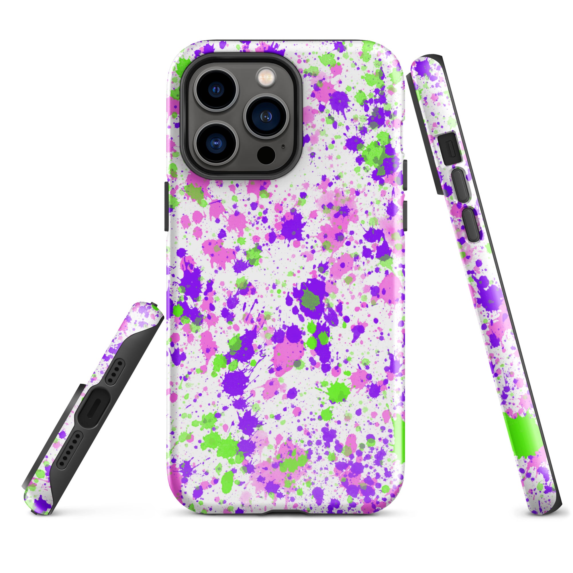 Tough Case for iPhone® Paint Splatter Purple