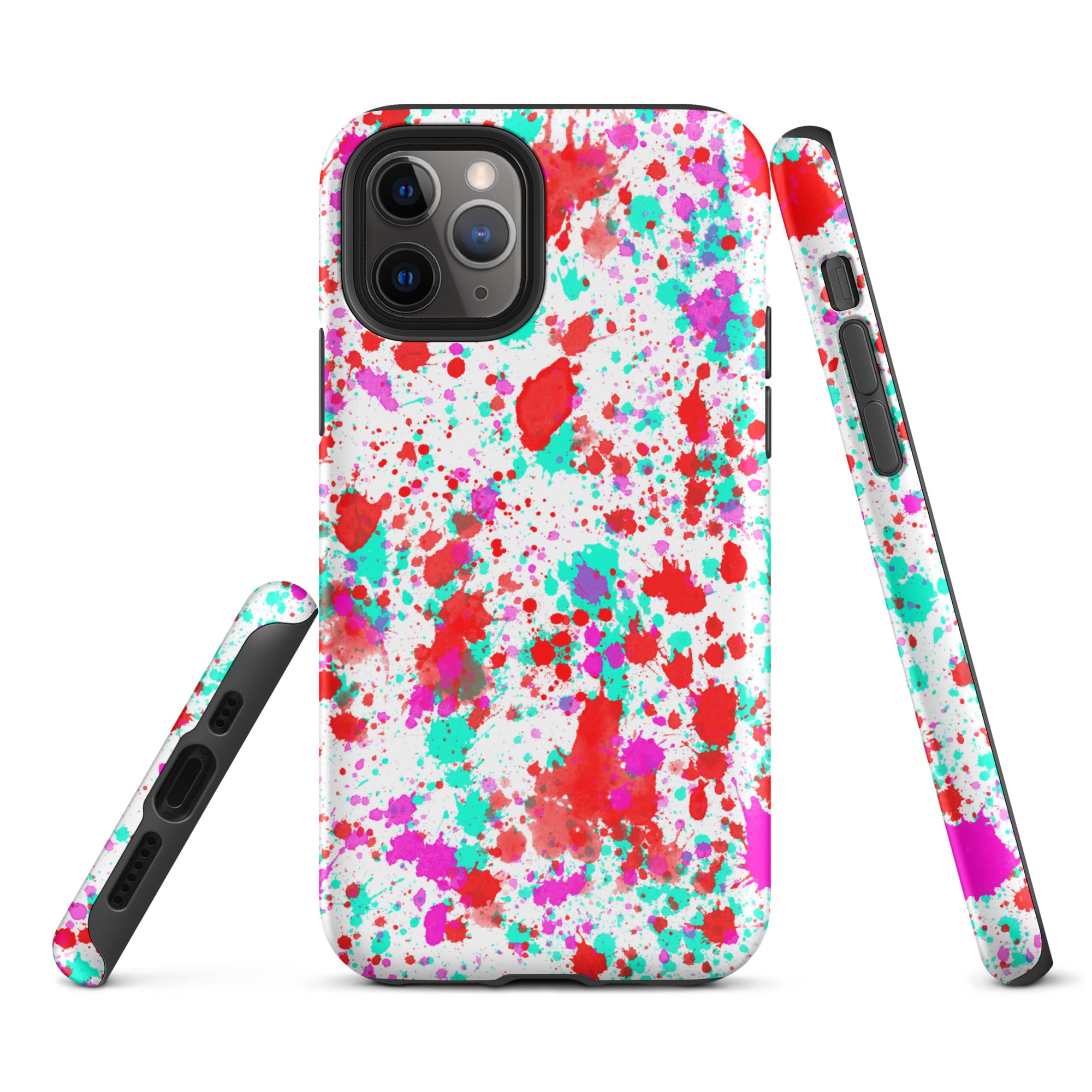 Tough Case for iPhone® Paint Splatter Red with Cyan