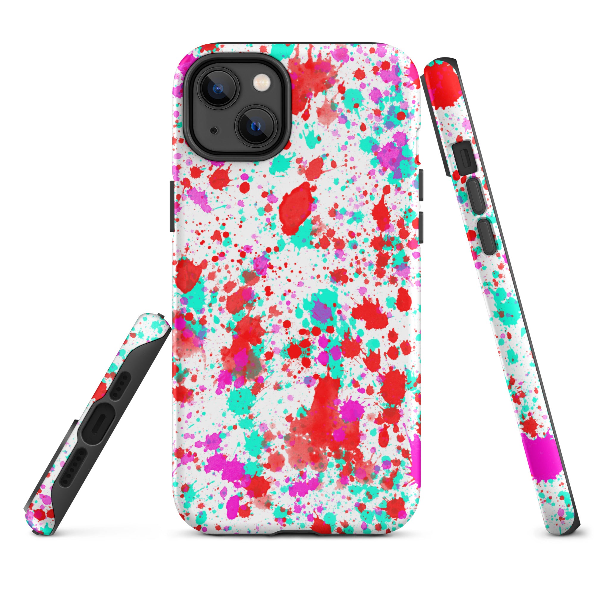 Tough Case for iPhone® Paint Splatter Red with Cyan