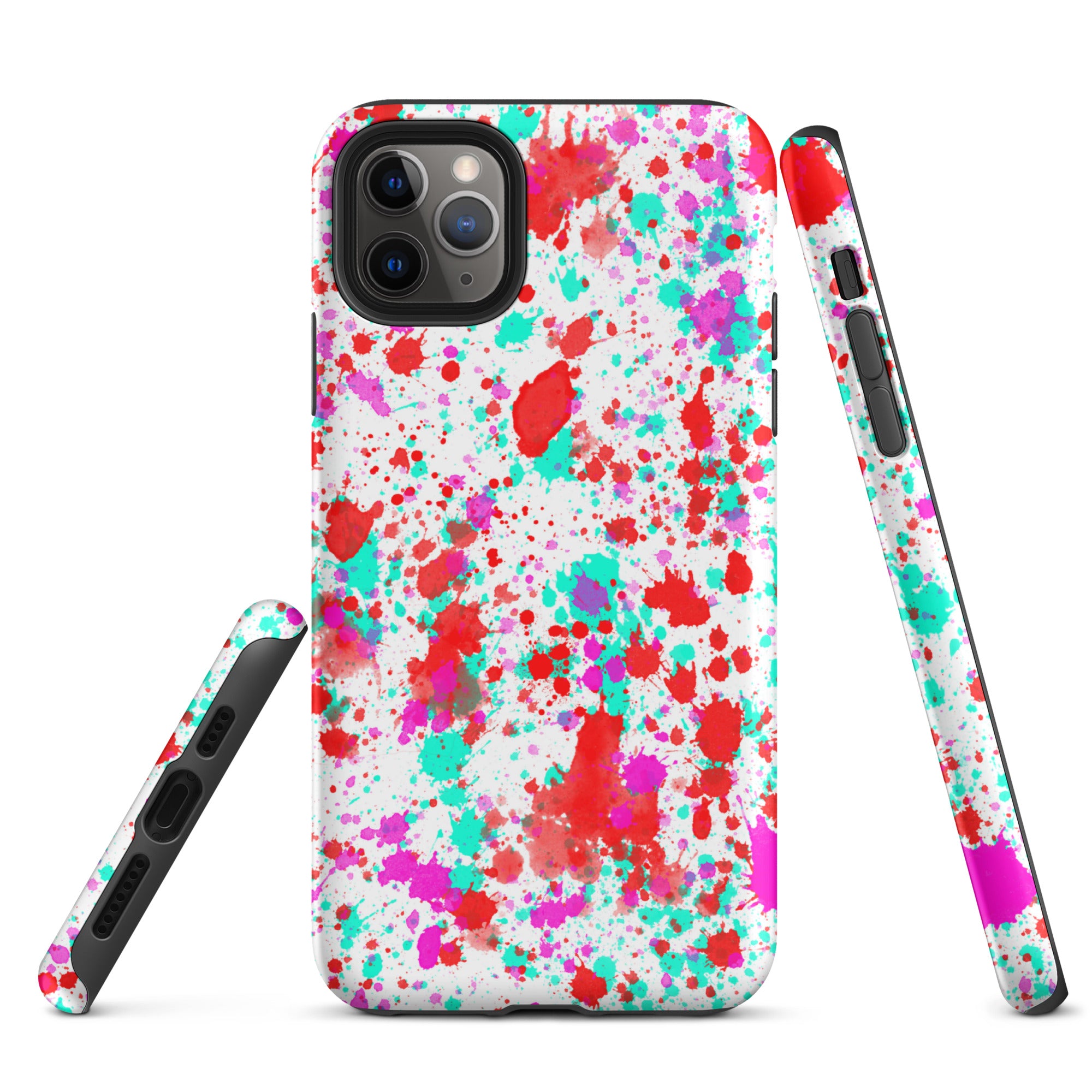 Tough Case for iPhone® Paint Splatter Red with Cyan