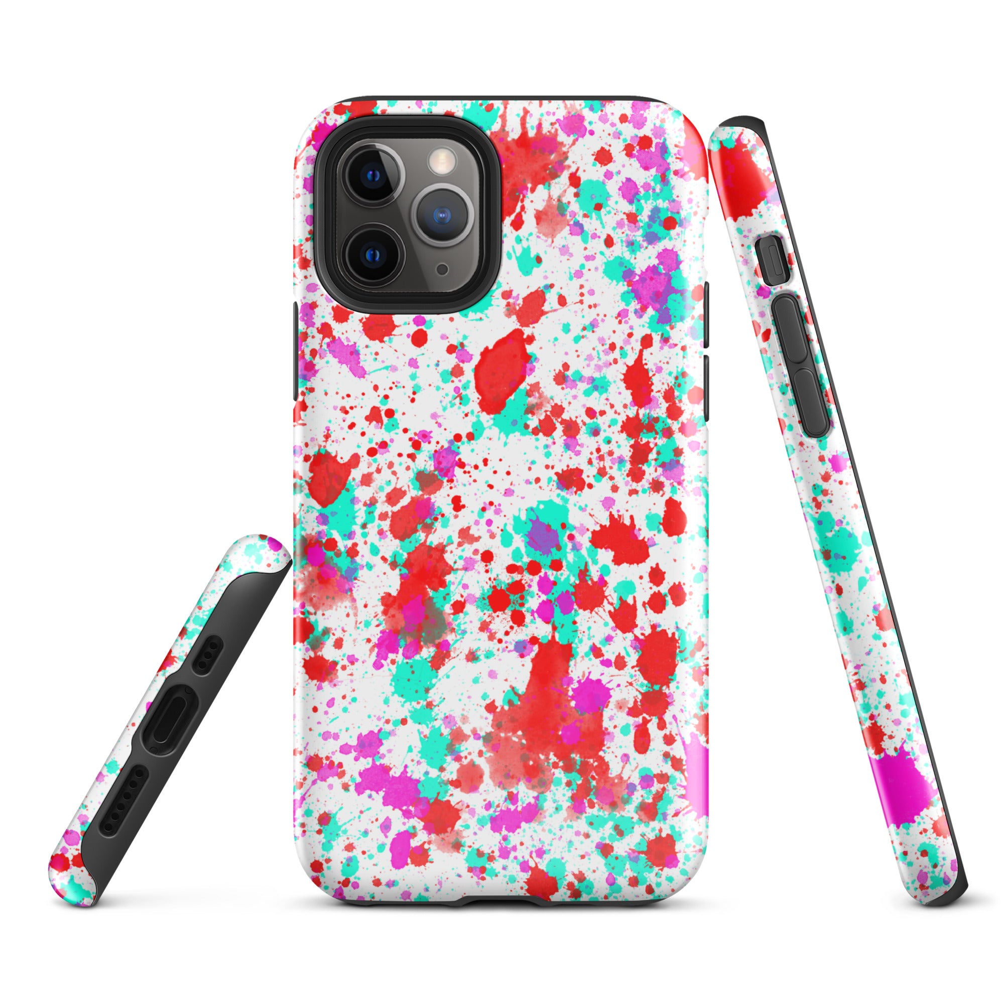 Tough Case for iPhone® Paint Splatter Red with Cyan
