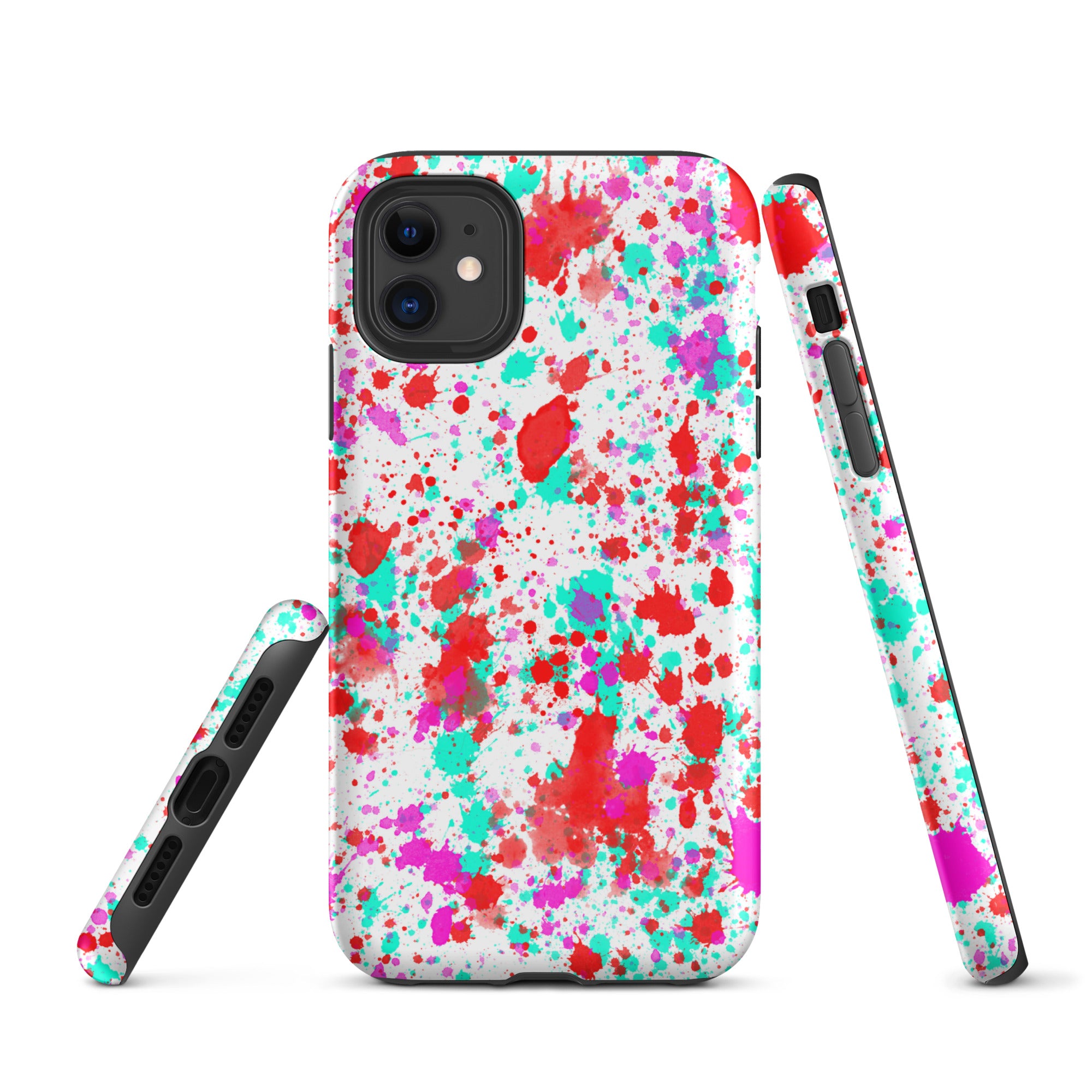 Tough Case for iPhone® Paint Splatter Red with Cyan