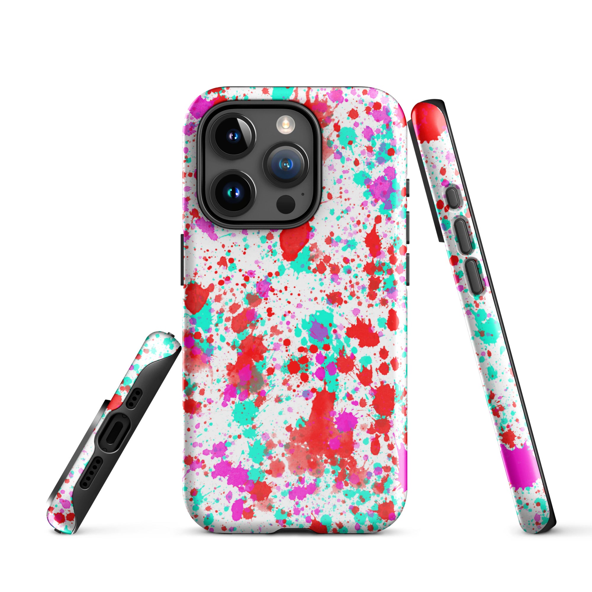 Tough Case for iPhone® Paint Splatter Red with Cyan