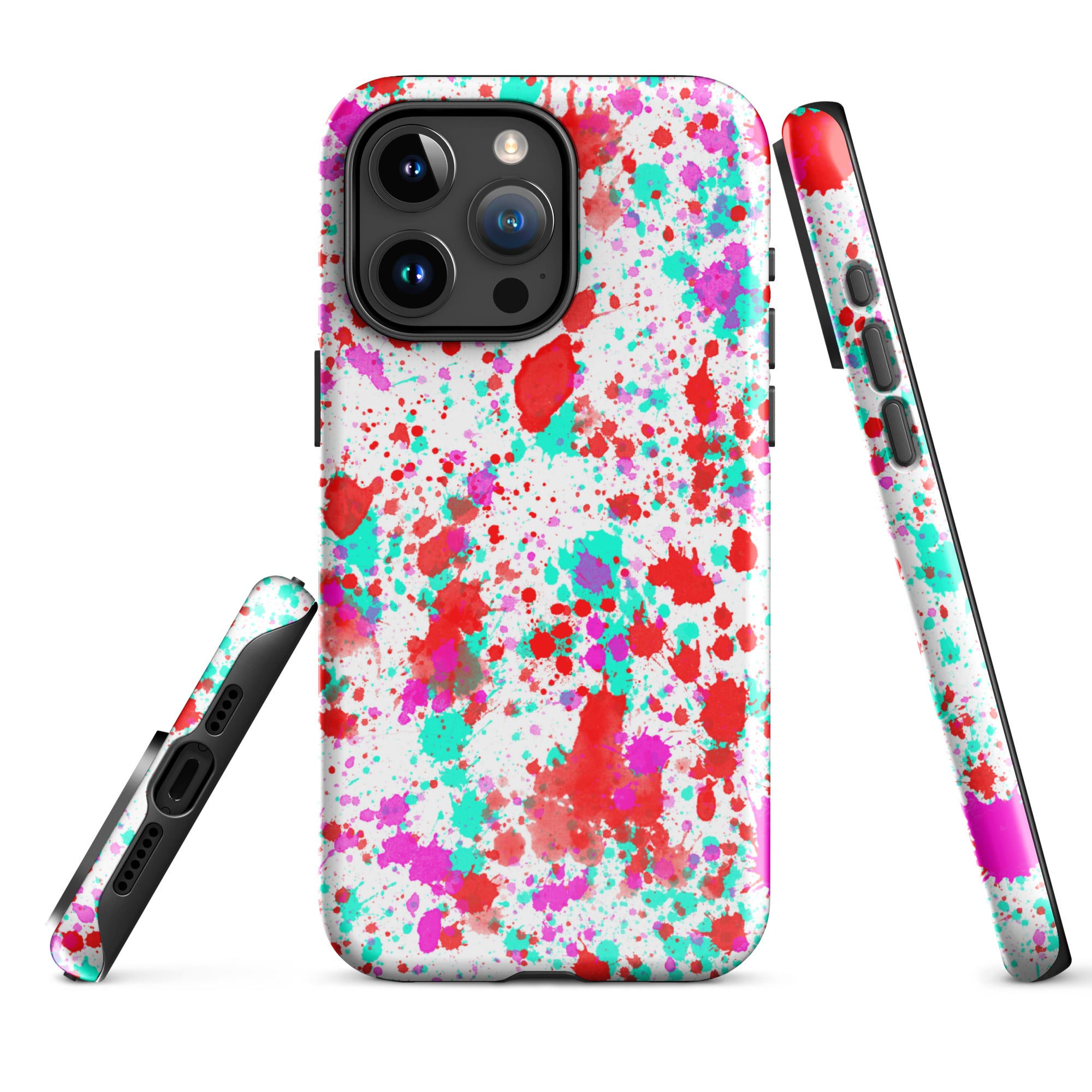 Tough Case for iPhone® Paint Splatter Red with Cyan