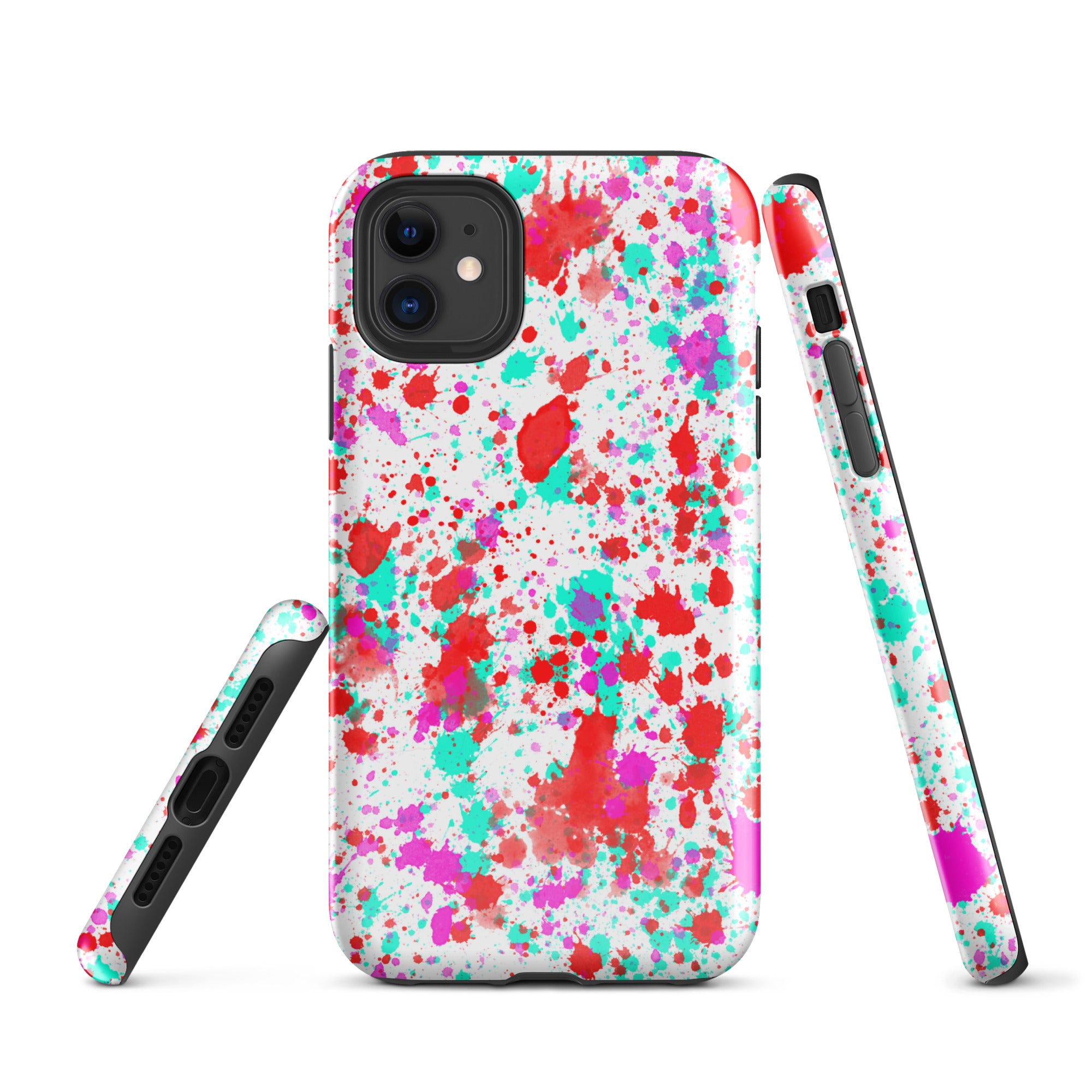 Tough Case for iPhone® Paint Splatter Red with Cyan