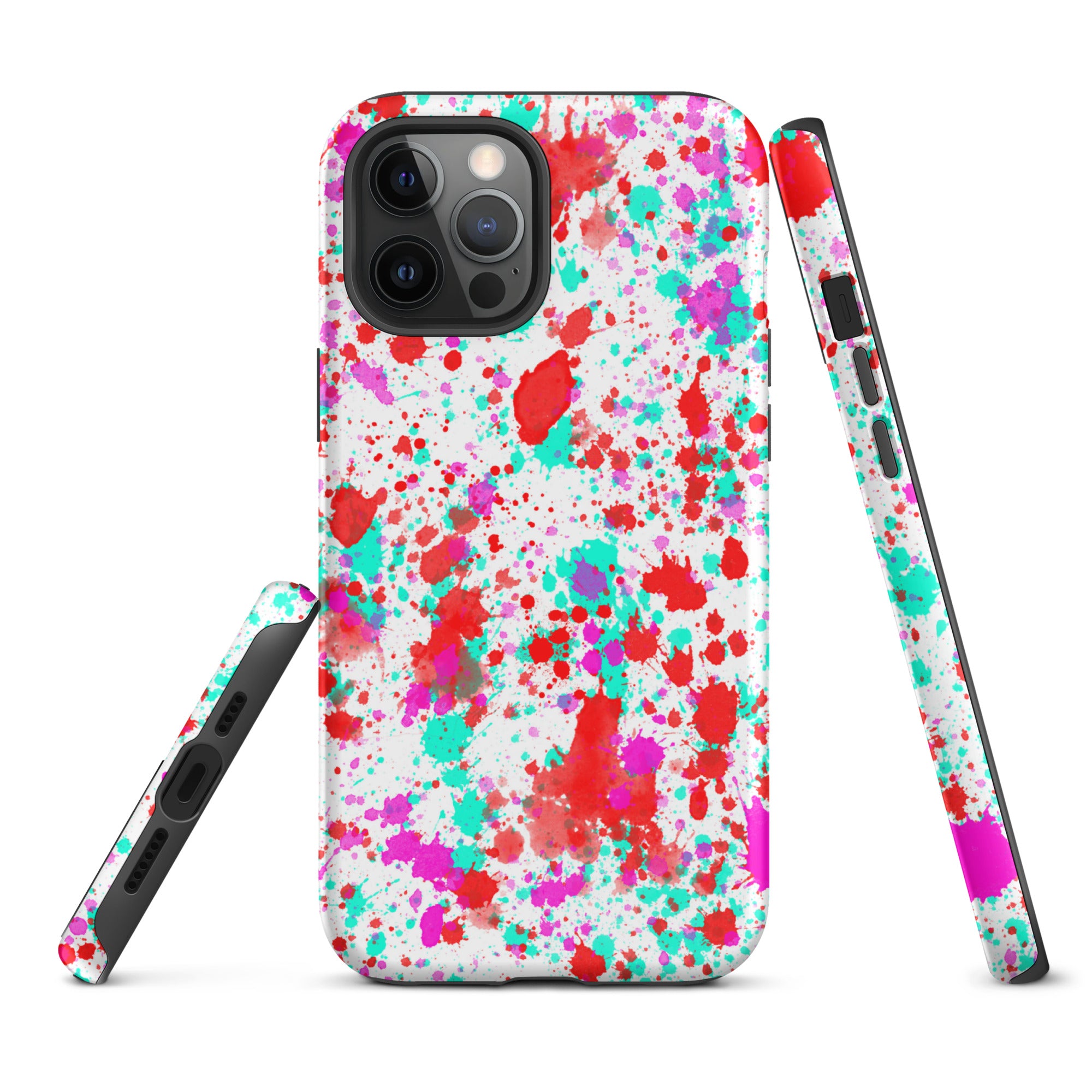 Tough Case for iPhone® Paint Splatter Red with Cyan