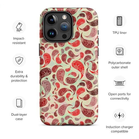 Tough Case for iPhone® Paisley Red