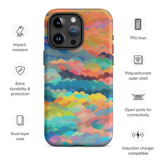 Tough Case for iPhone® Rainbow Cloud Pattern I