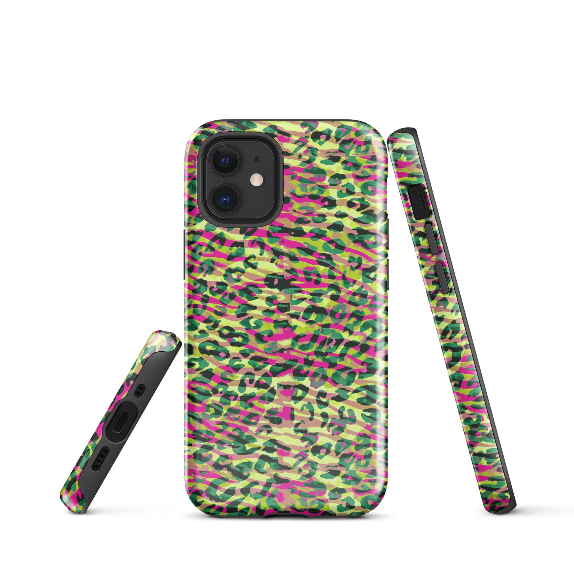 Tough Case for iPhone® Zebra and Leopard Print Magenta with Yellow