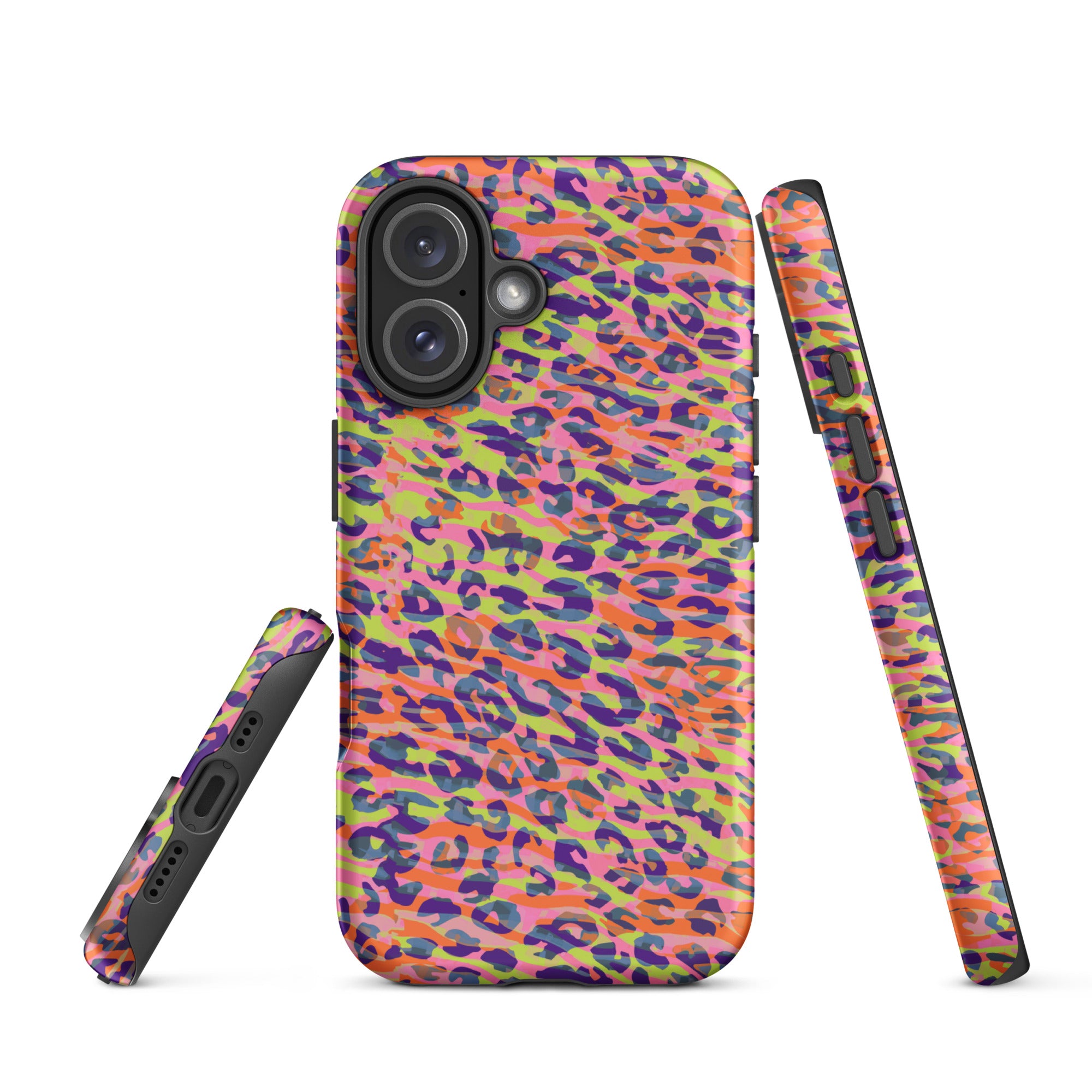 Tough Case for iPhone® Zebra and Leopard Print Orange with Yellow