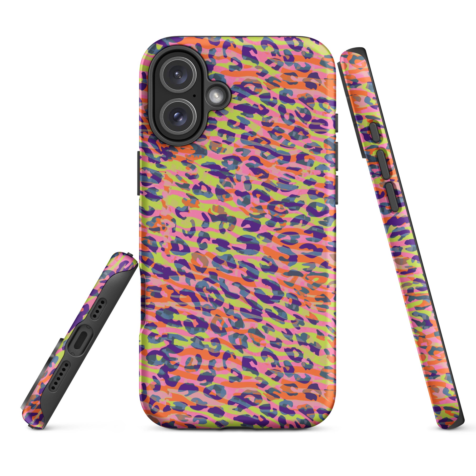 Tough Case for iPhone® Zebra and Leopard Print Orange with Yellow