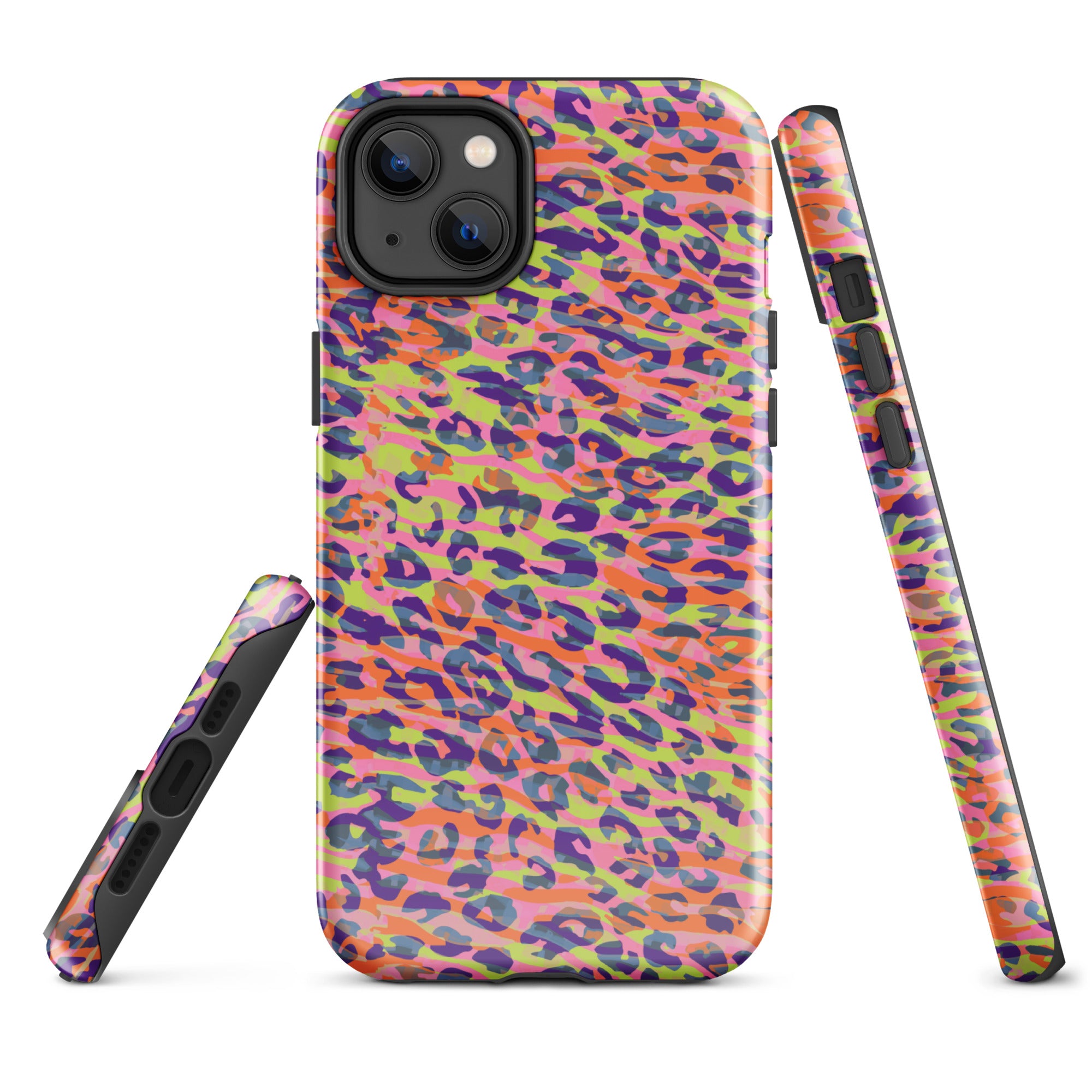 Tough Case for iPhone® Zebra and Leopard Print Orange with Yellow