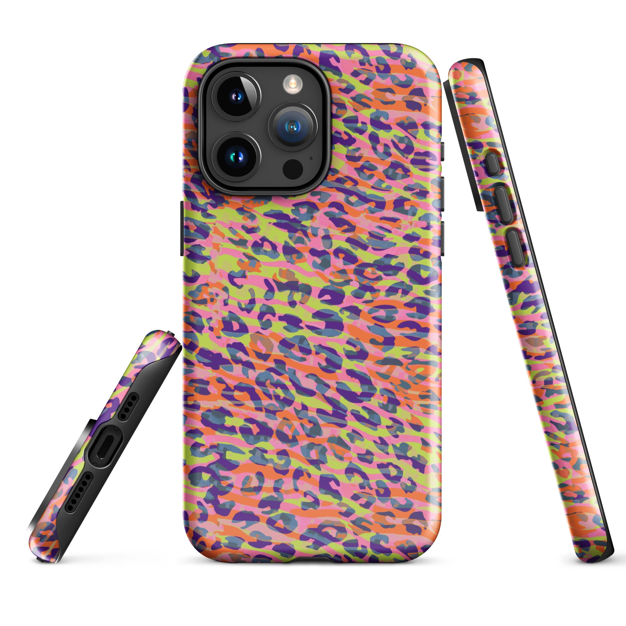 Tough Case for iPhone® Zebra and Leopard Print Orange with Yellow