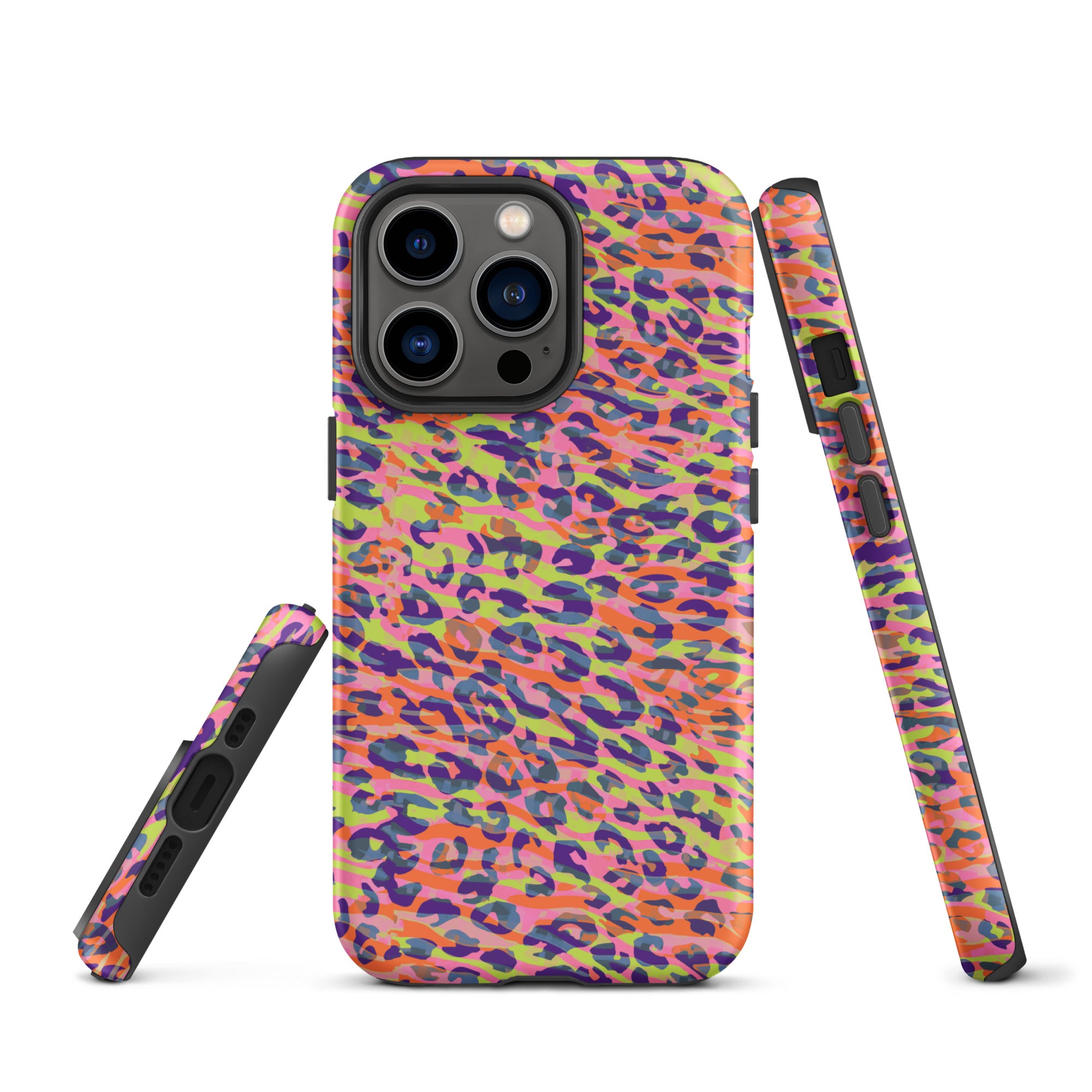 Tough Case for iPhone® Zebra and Leopard Print Orange with Yellow